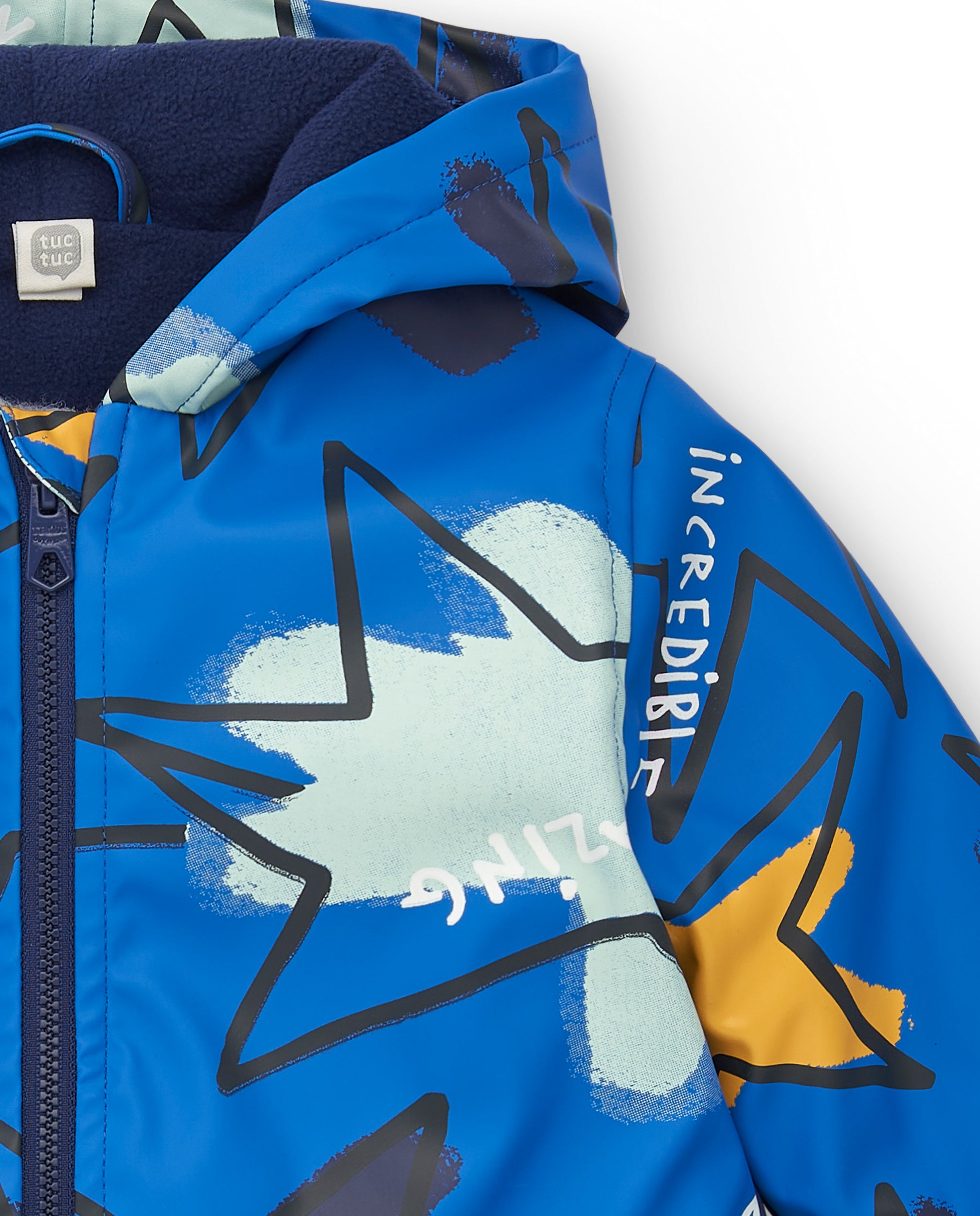 Gabardina impermeable niño en azul con estampado de estrellas