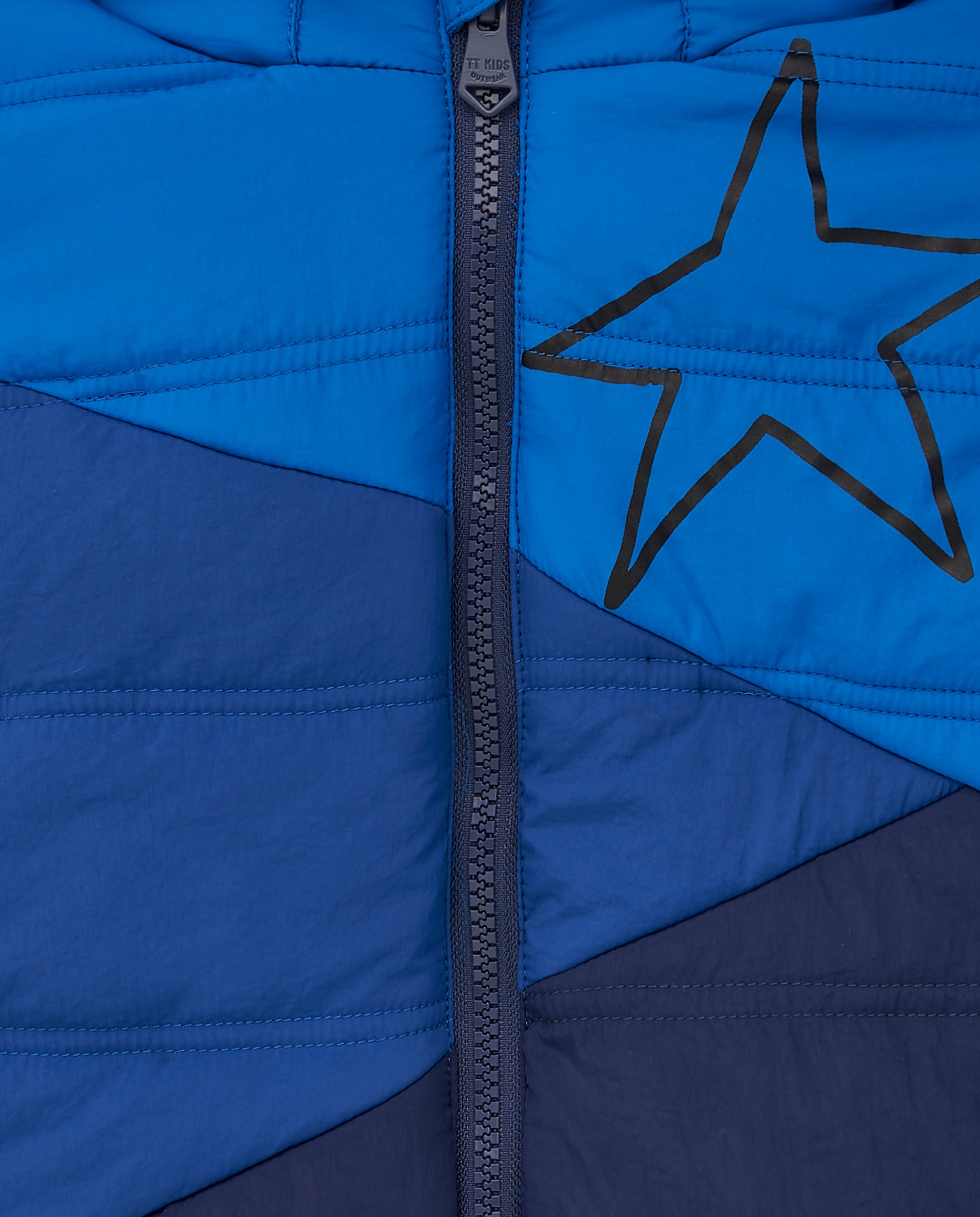 Parka técnica acolchada niño en azul con estrella estampada