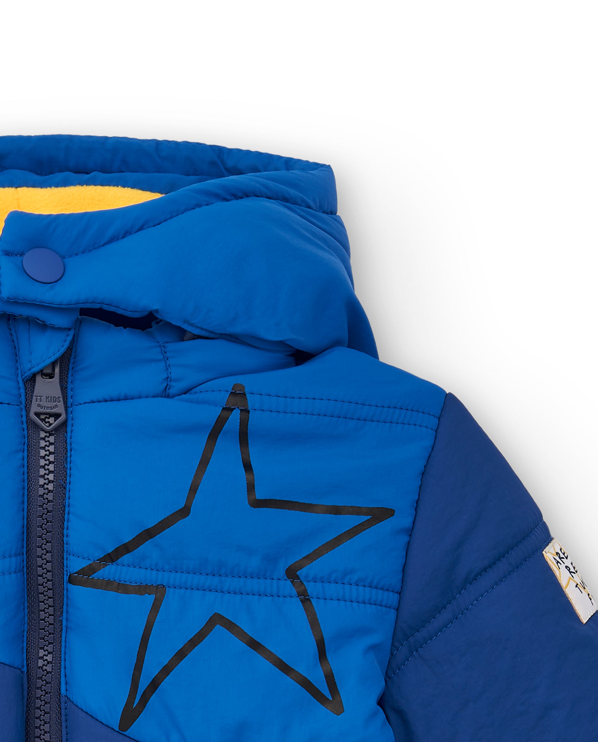 Parka técnica acolchada niño en azul con estrella estampada