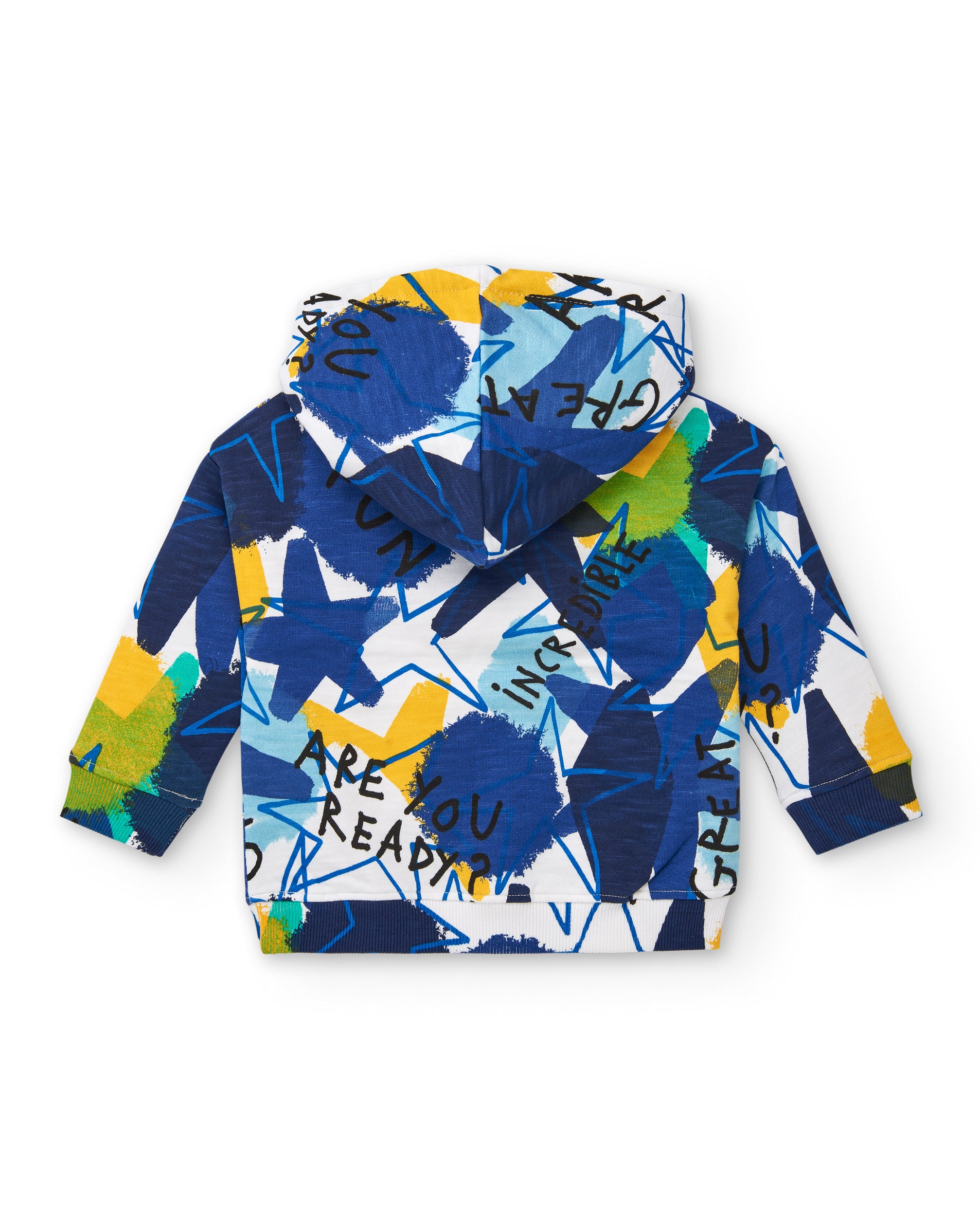 Sudadera felpa niño en blanco con estampado de estrellas y