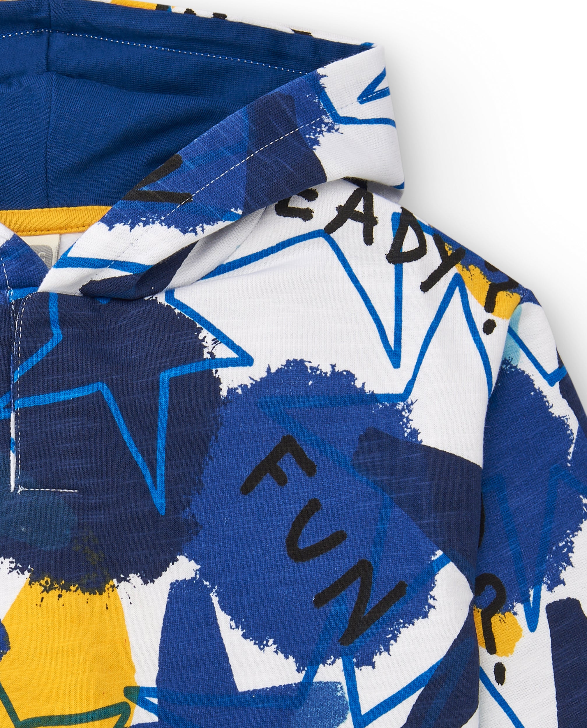 Sudadera felpa niño en blanco con estampado de estrellas y