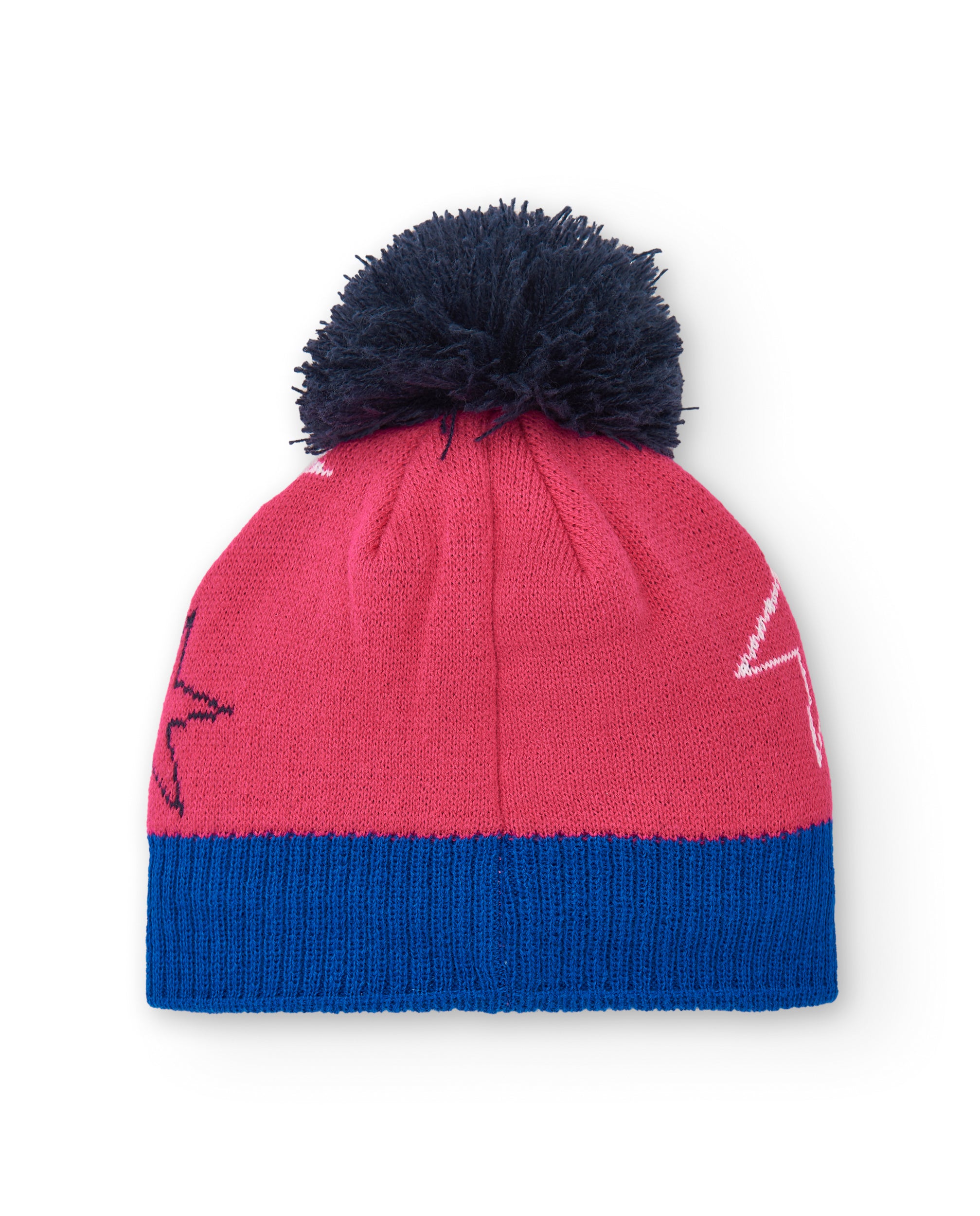 Gorro niña en rosa con estrella de lentejuelas y pompón