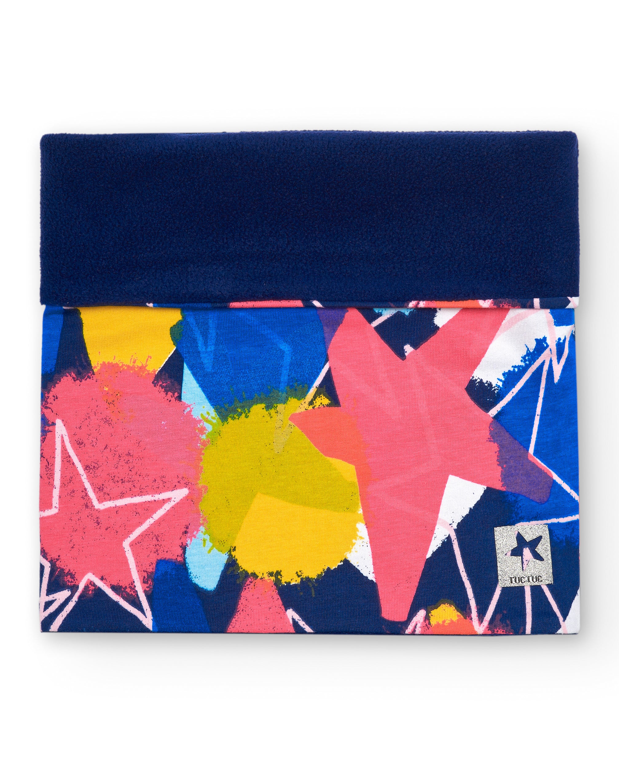 Bandana niña en azul con estampado multicolor de estrellas