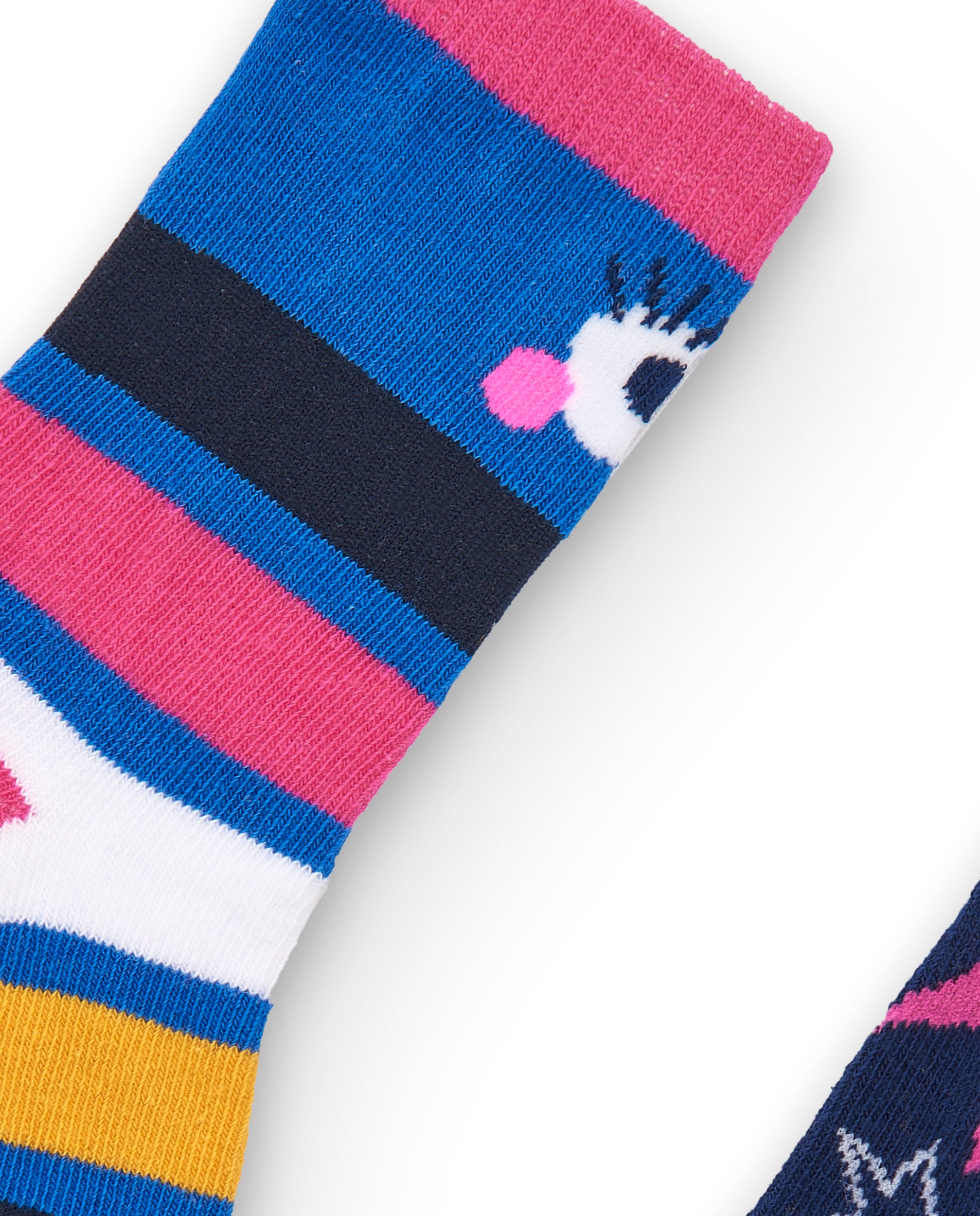 Set de 2 calcetines niña en azul con diseño de rayas y