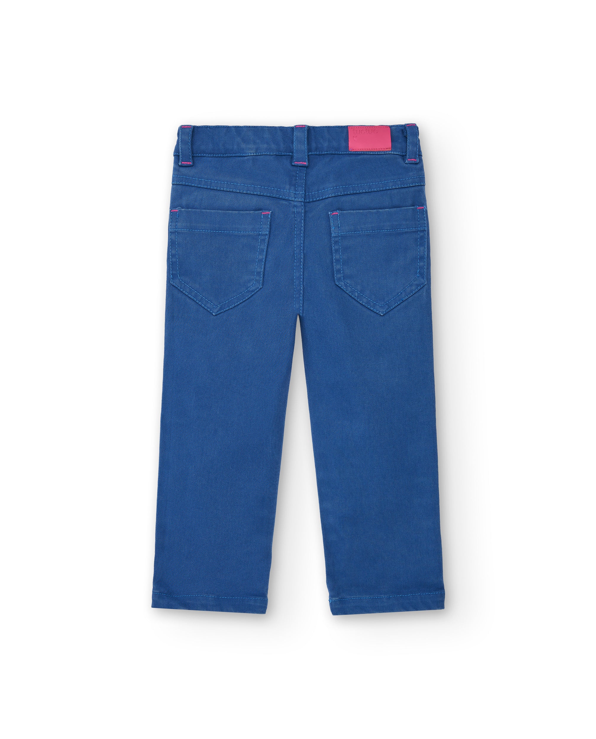 Pantalón denim niña en azul con estrellas estampadas colección