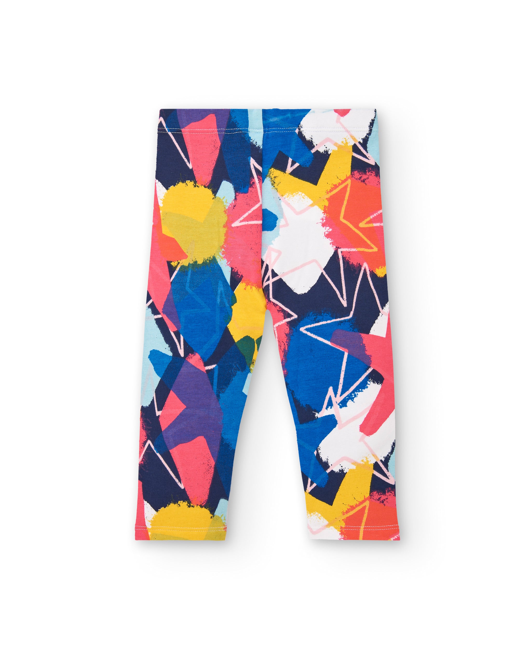 Leggings niña en azul y fucsia con estampado de estrellas