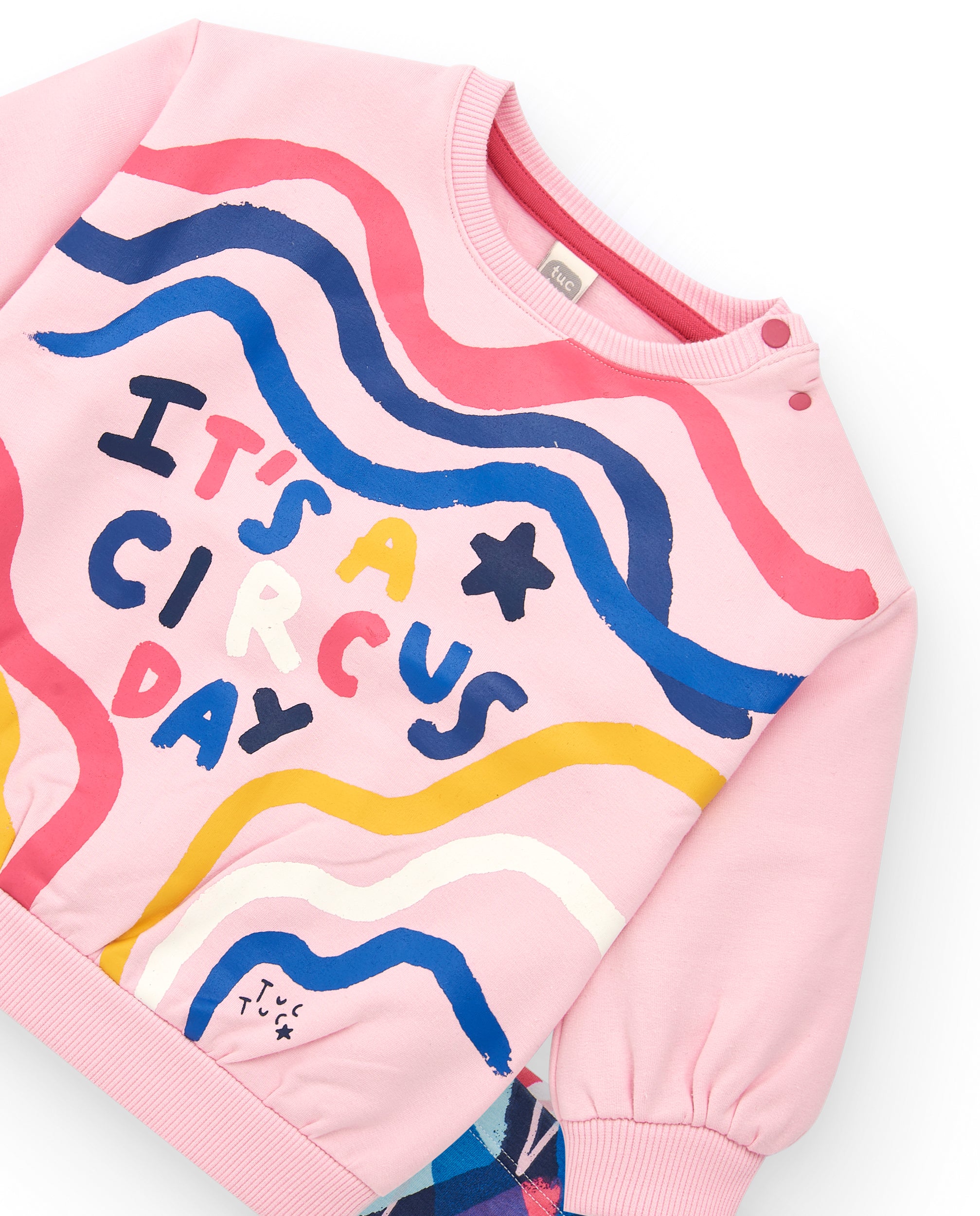 Conjunto de sudadera y leggings niña en rosa con estampado