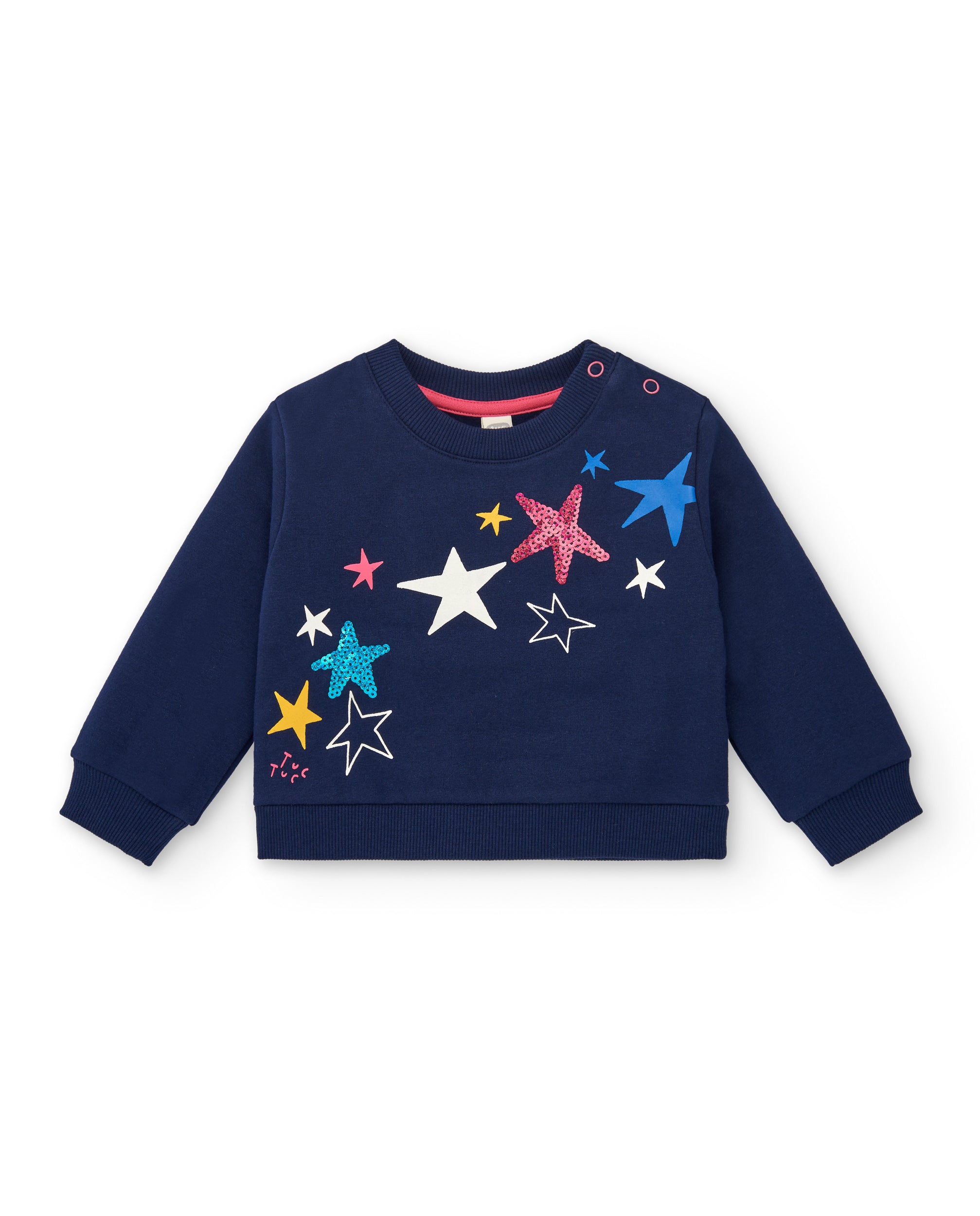 Sudadera niña en azul marino con estampado de estrellas