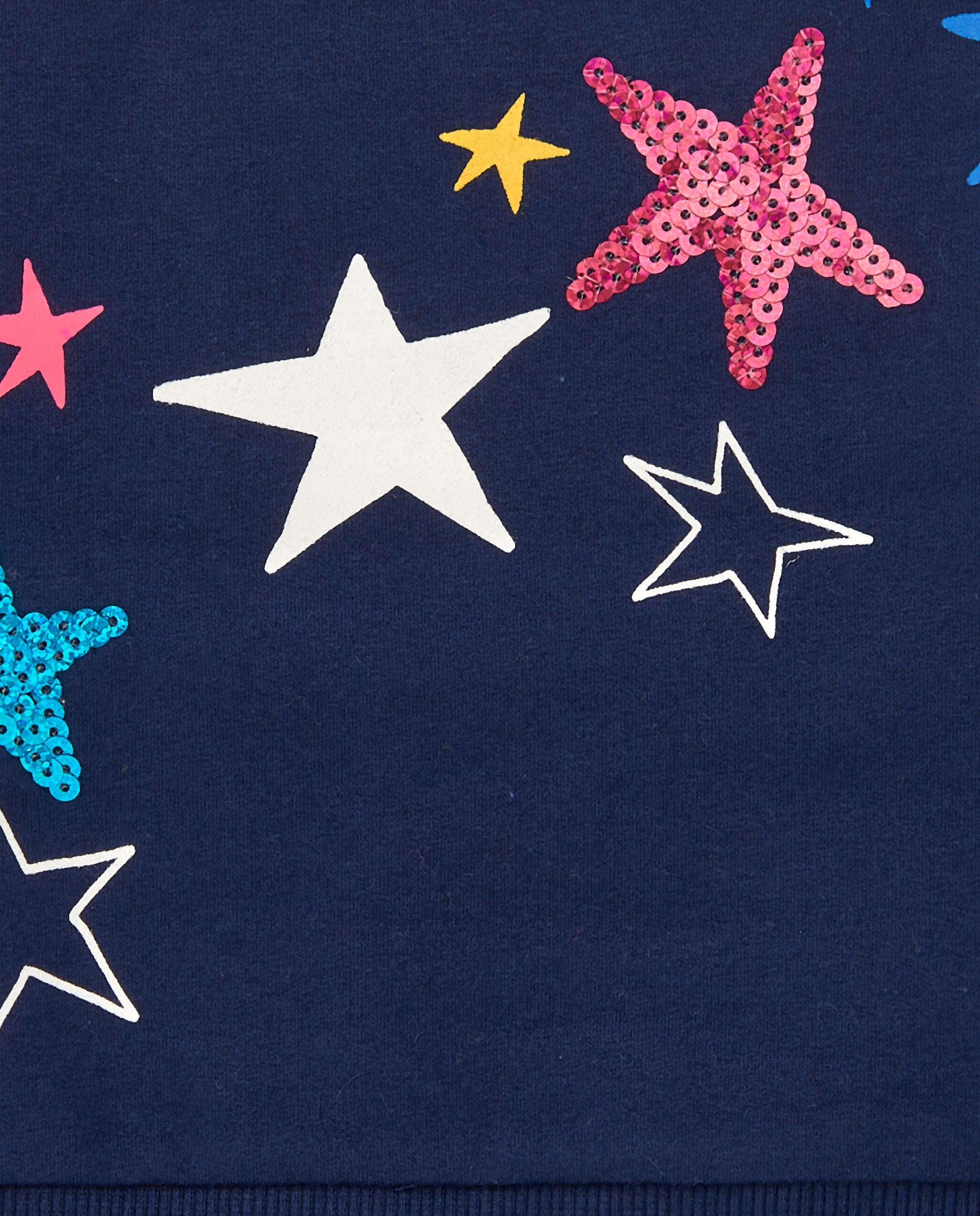 Sudadera niña en azul marino con estampado de estrellas