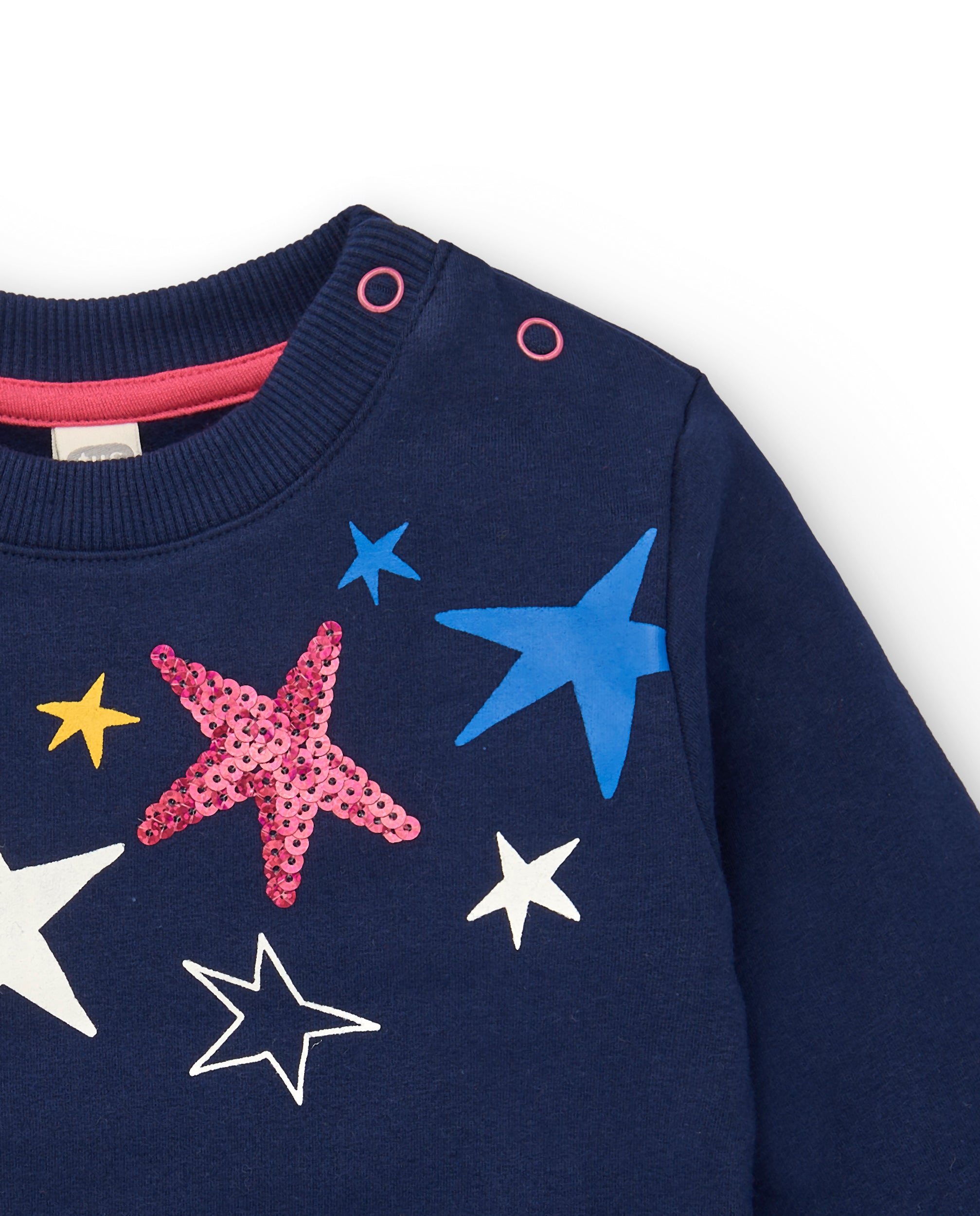 Sudadera niña en azul marino con estampado de estrellas
