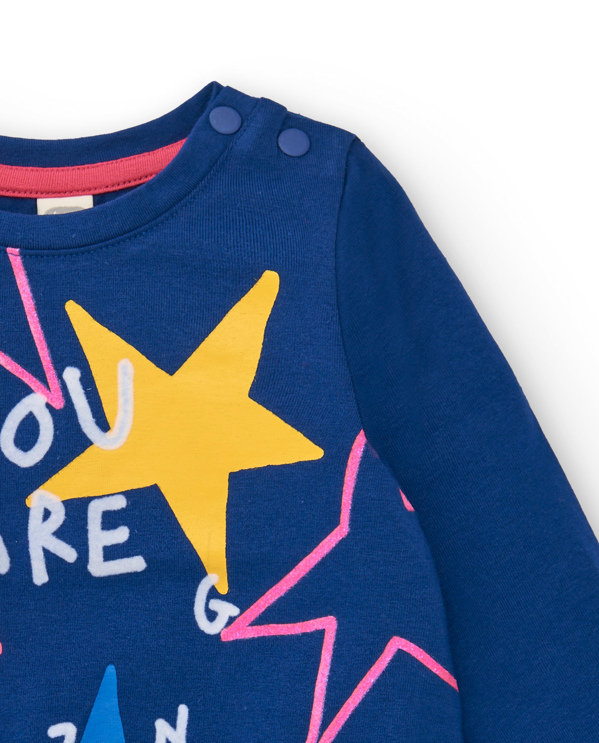 Camiseta niña en azul con estampado de estrellas colección