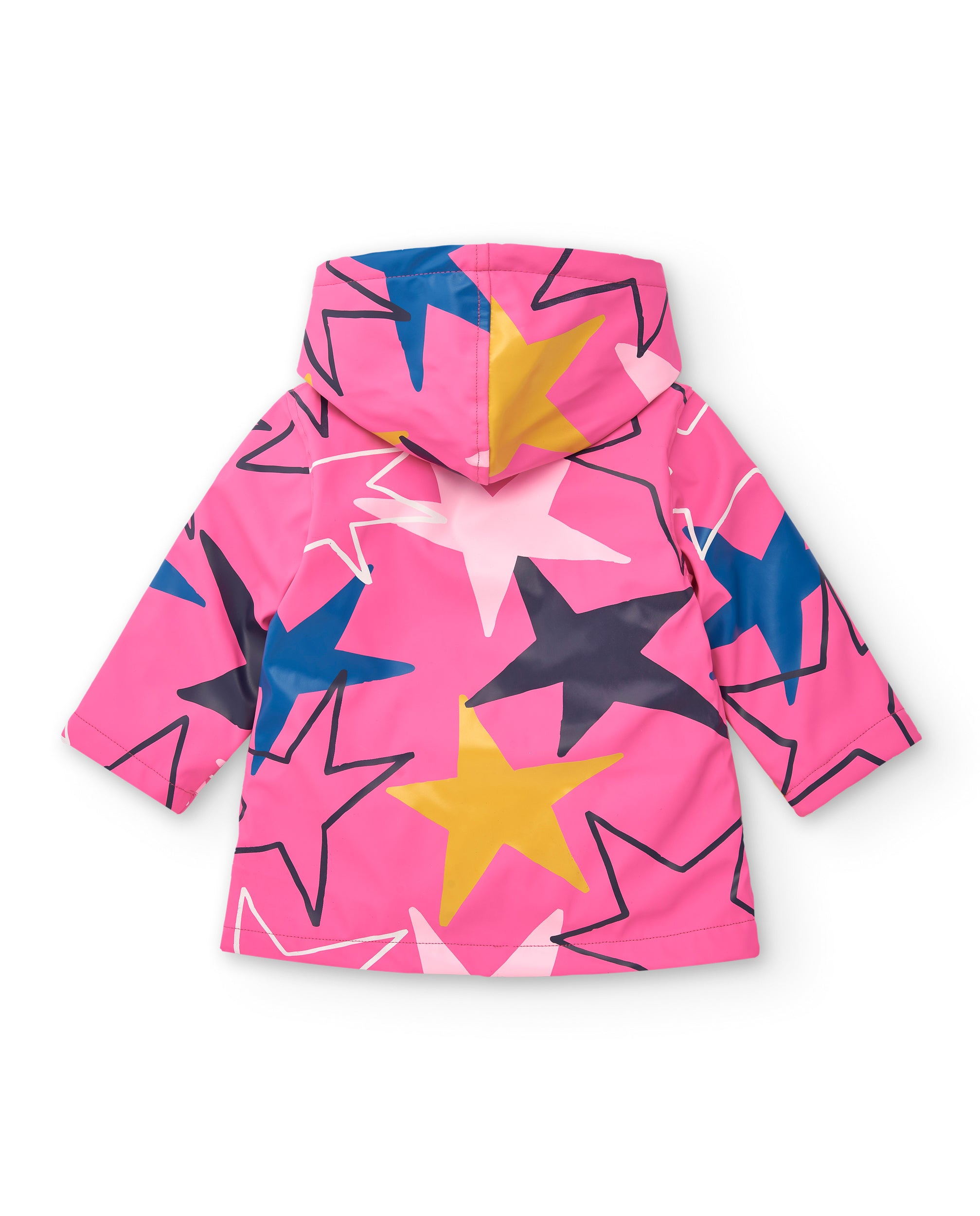 Chaqueta impermeable niña en fucsia con estampado de estrellas