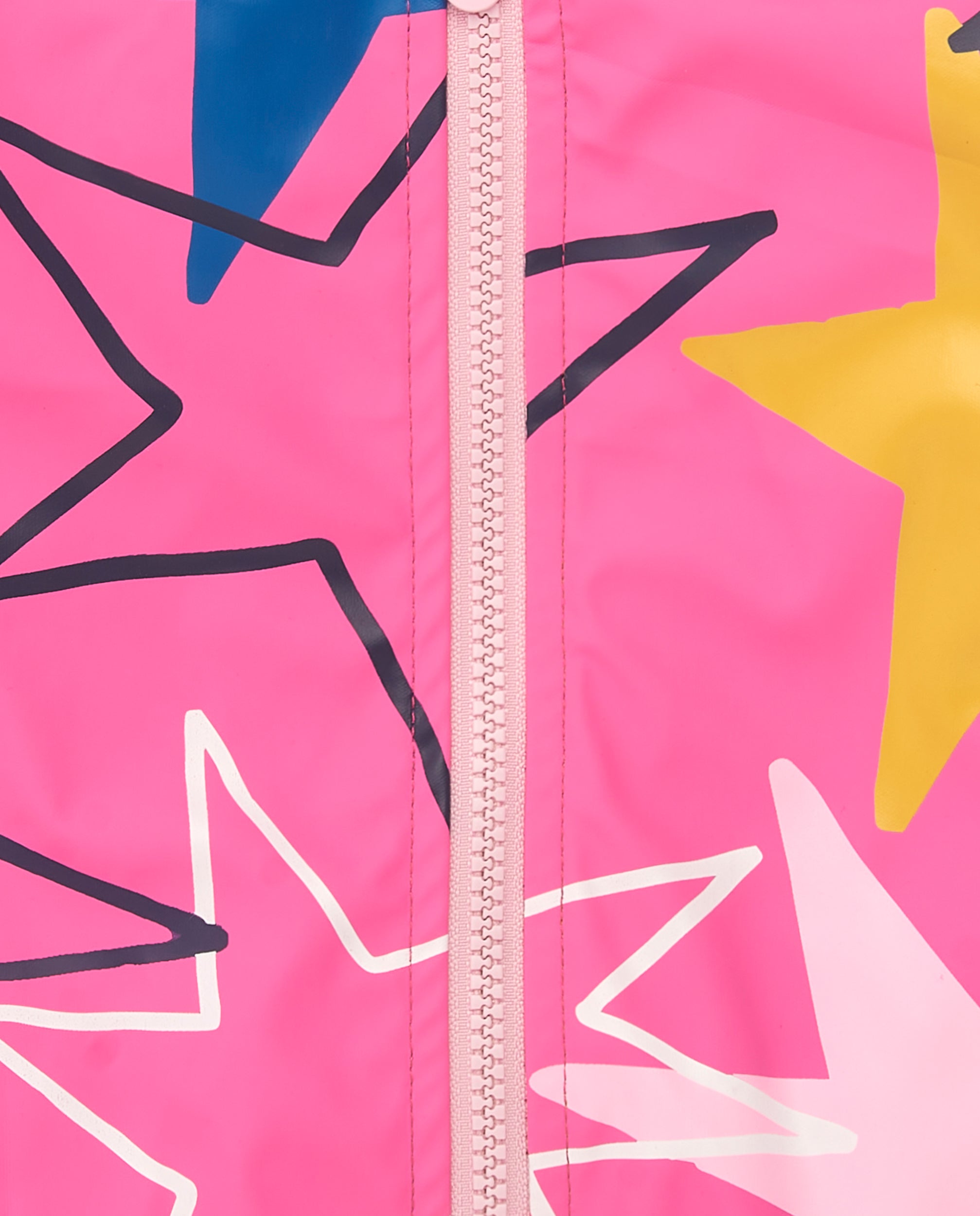Chaqueta impermeable niña en fucsia con estampado de estrellas