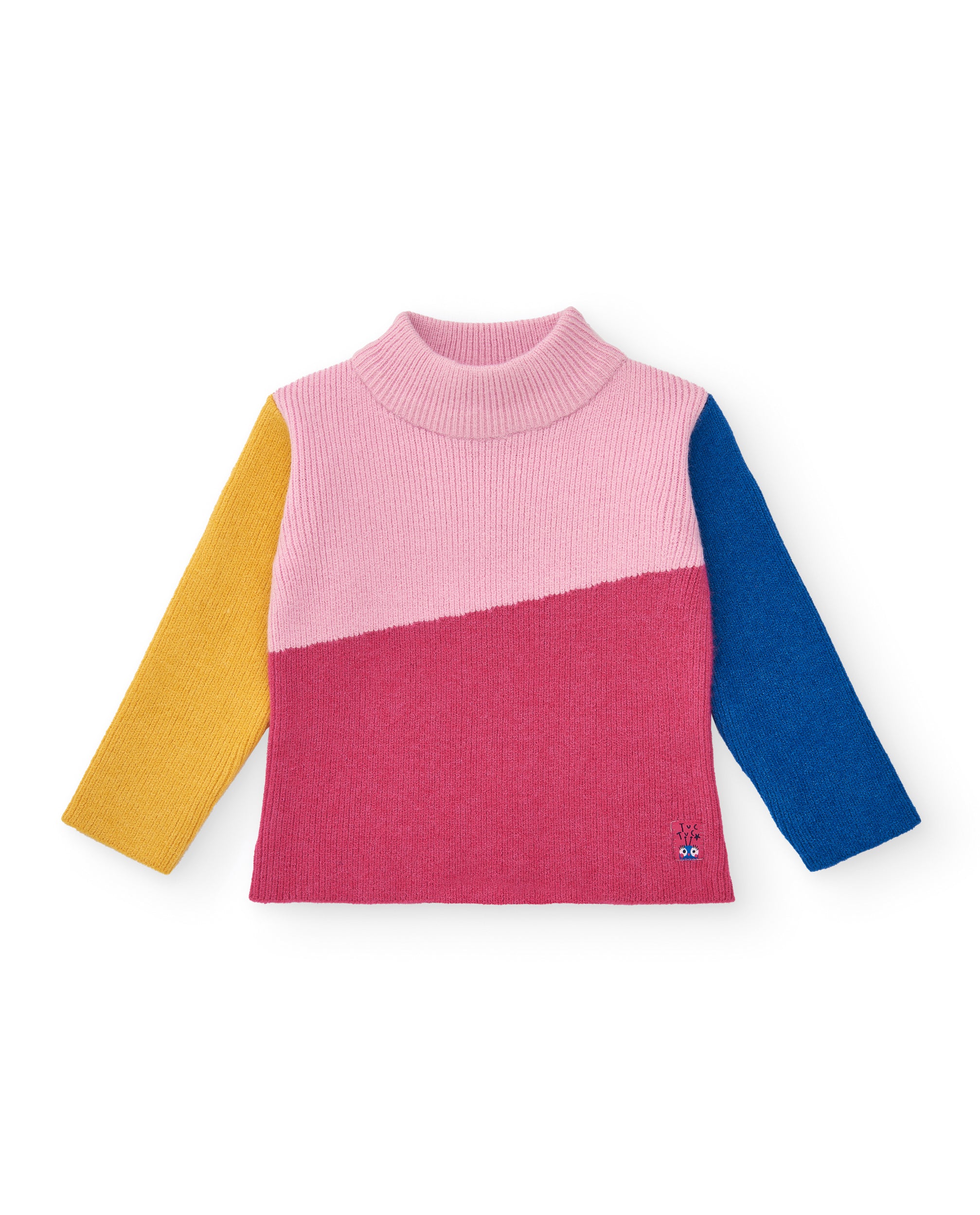 Jersey tricot niña en fucsia con bloques de color colección