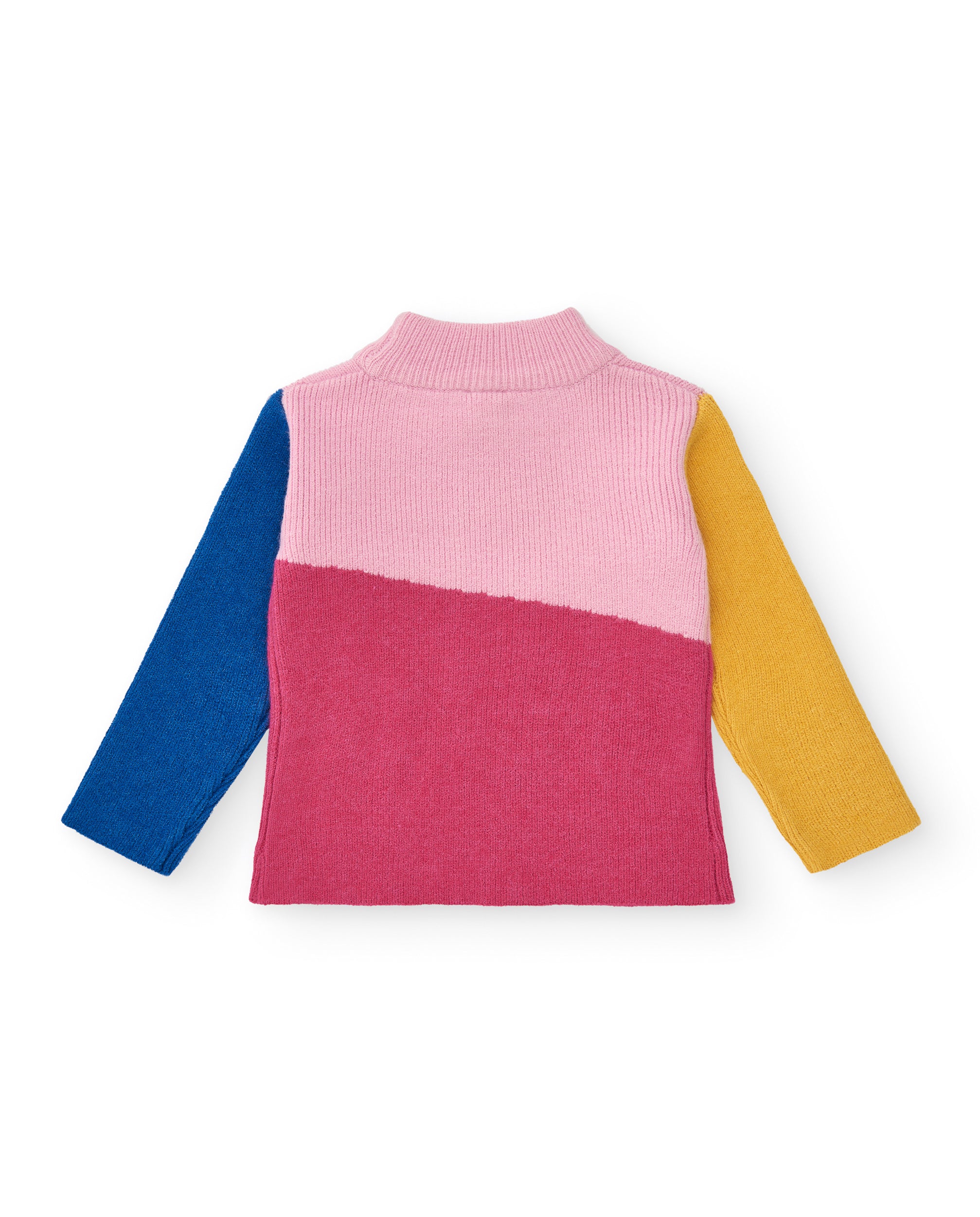 Jersey tricot niña en fucsia con bloques de color colección