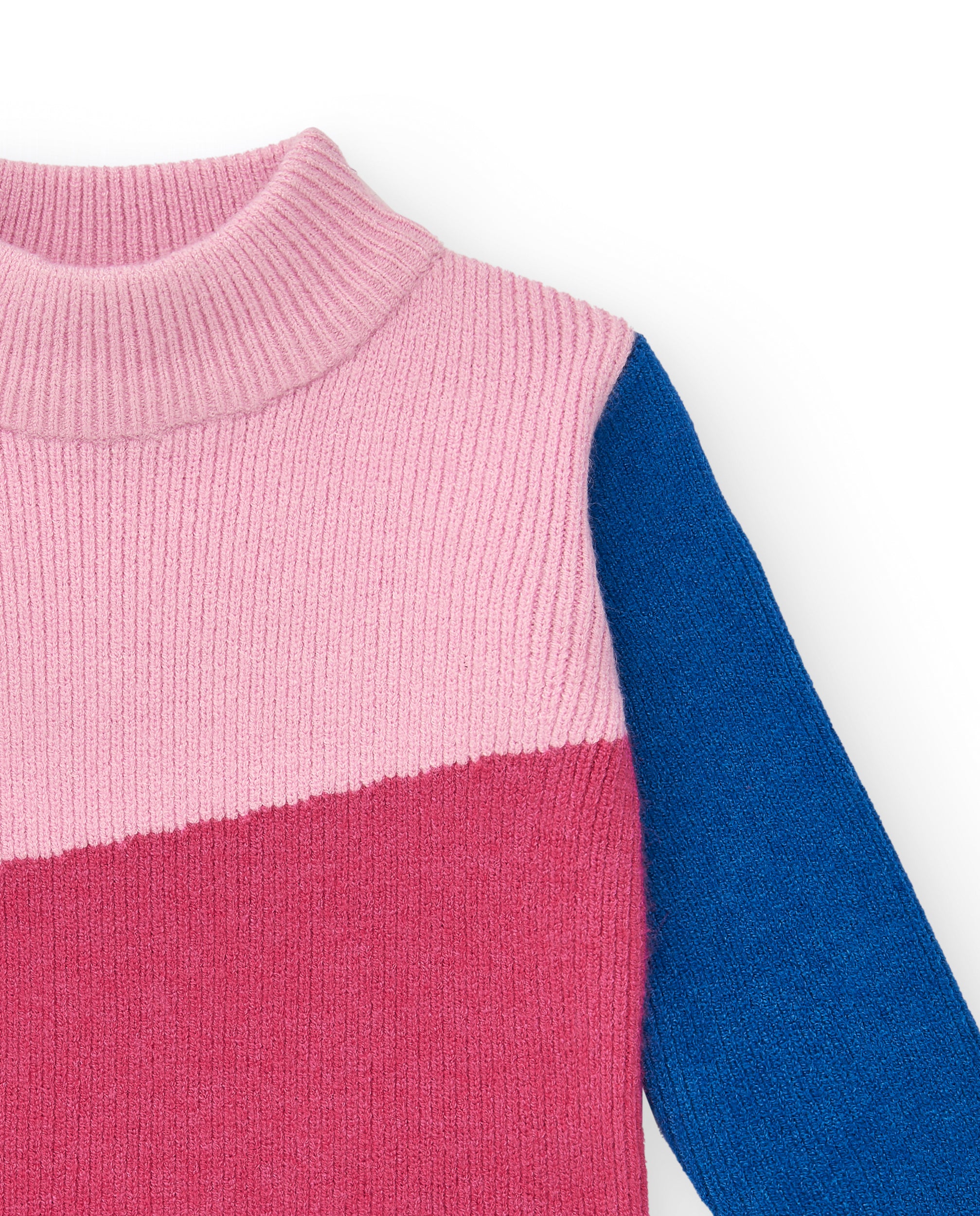 Jersey tricot niña en fucsia con bloques de color colección