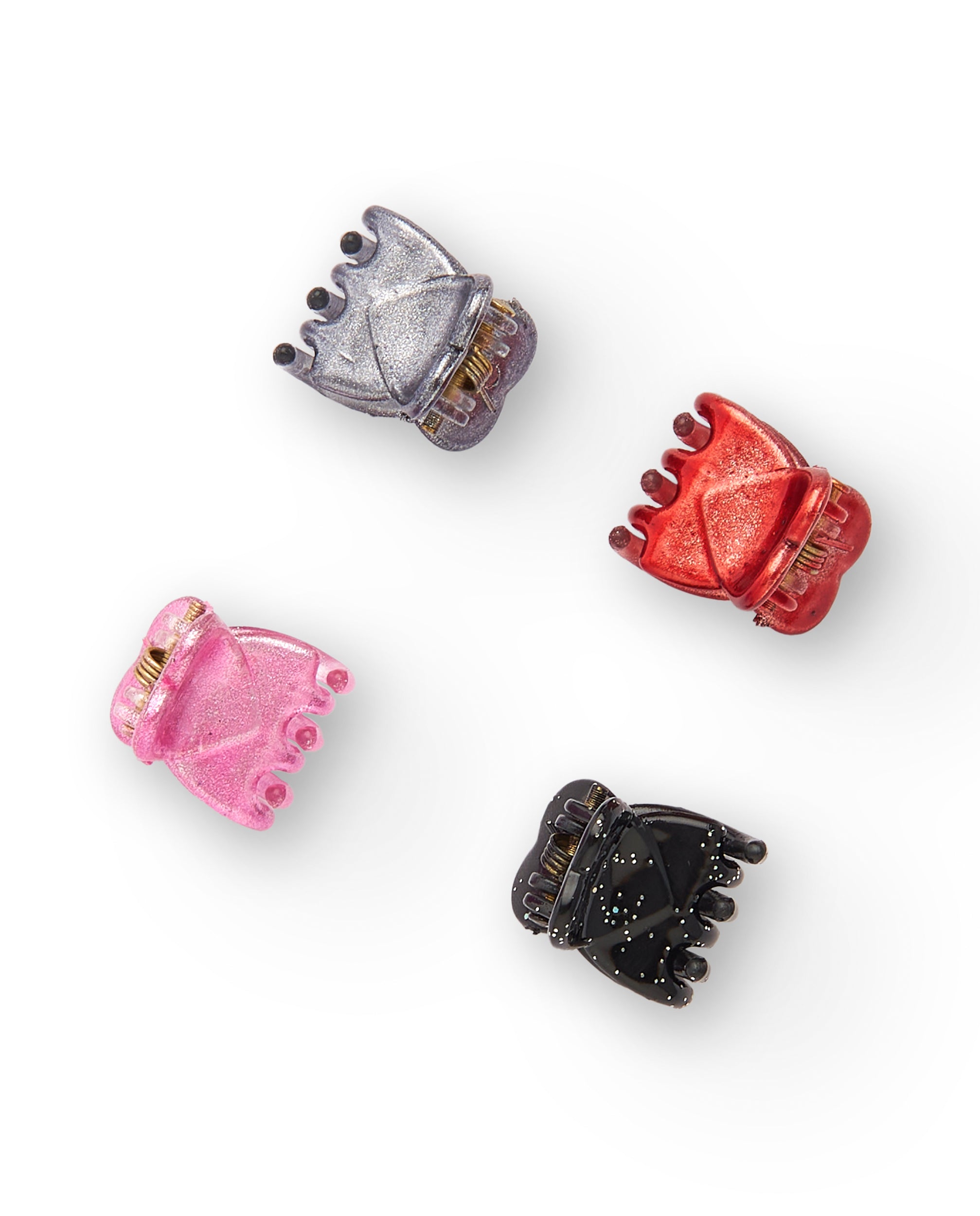 Pack de mini ganchos de cabello con forma de corona en colores