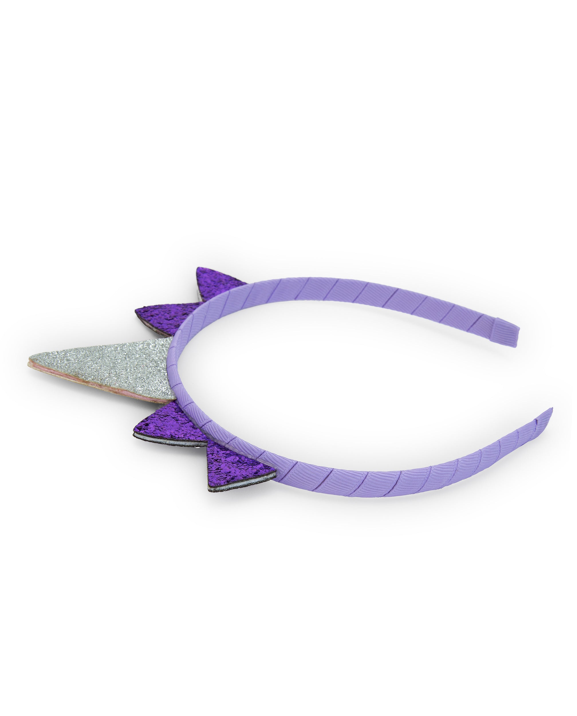 Diadema lila con detalles de triángulos brillantes para niña