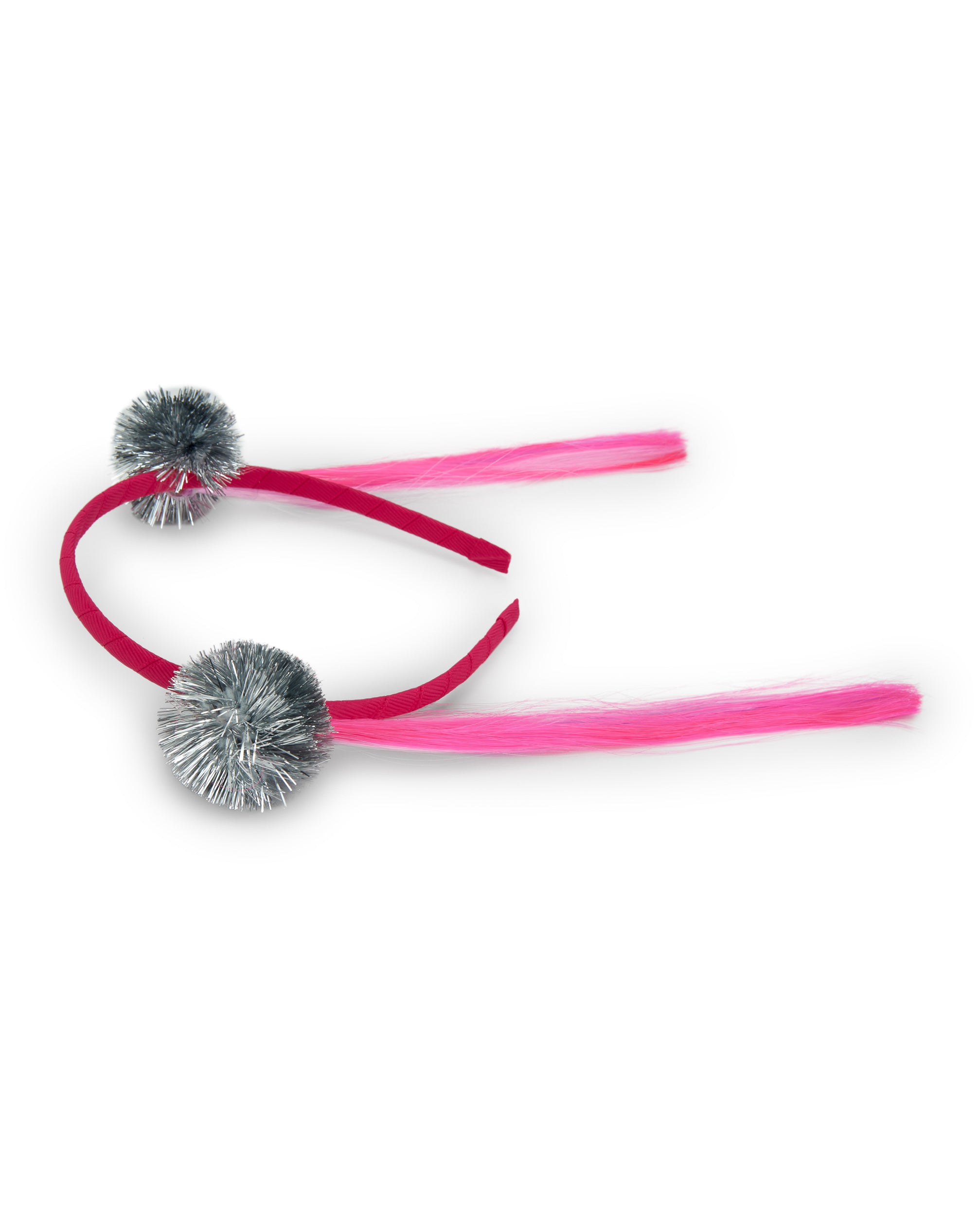Diadema con pompones y mechones coloridos para niña colección