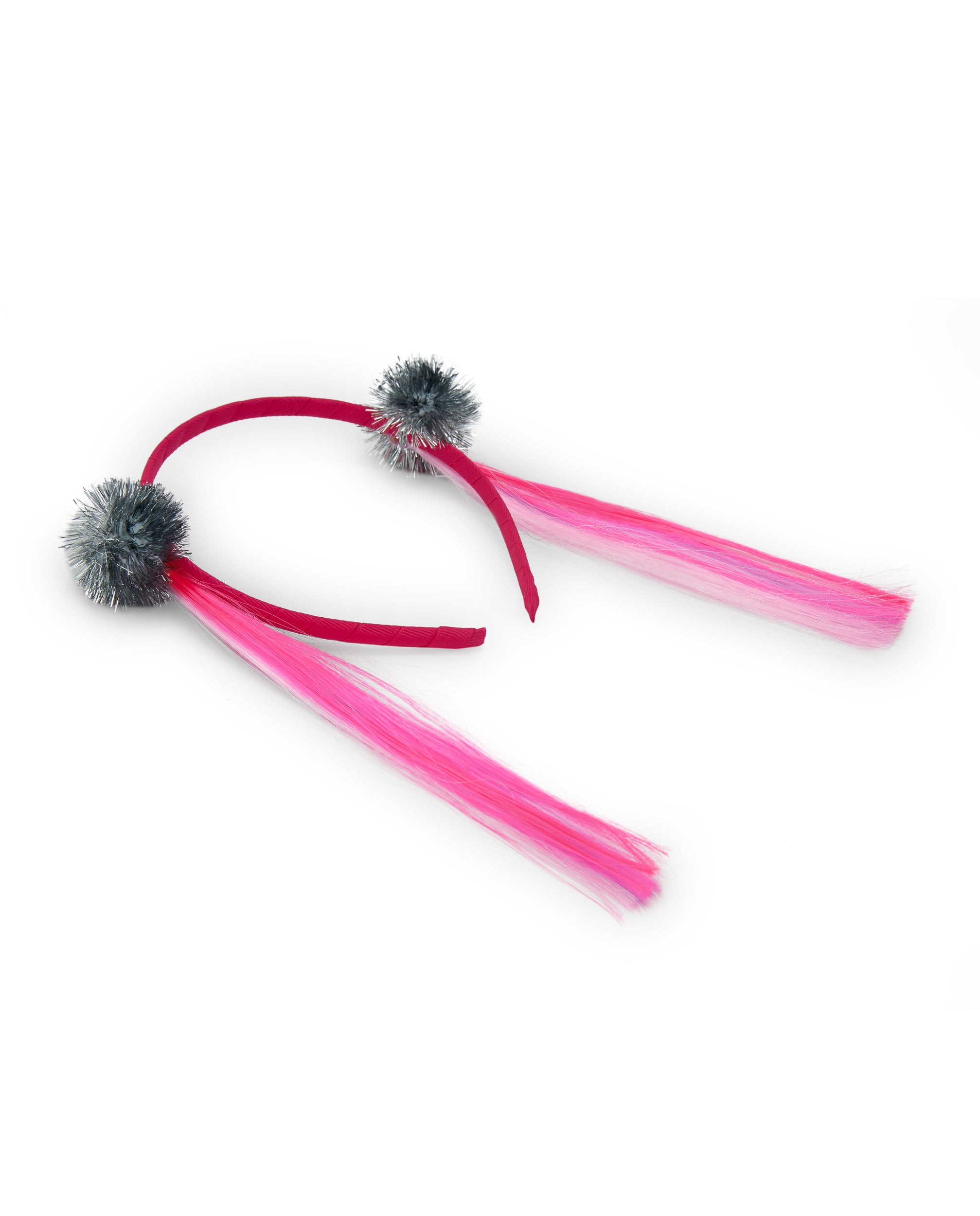 Diadema con pompones y mechones coloridos para niña colección