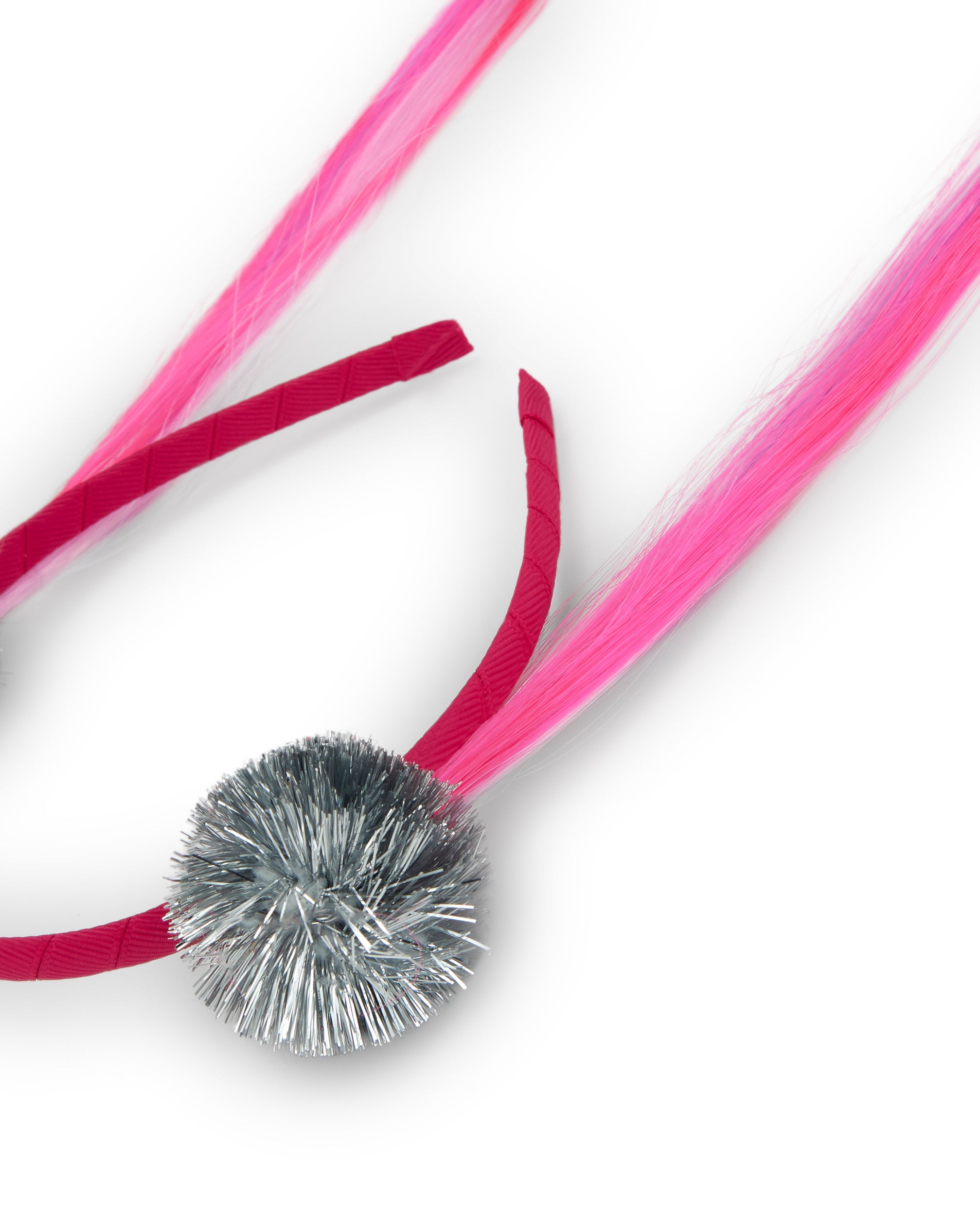 Diadema con pompones y mechones coloridos para niña colección