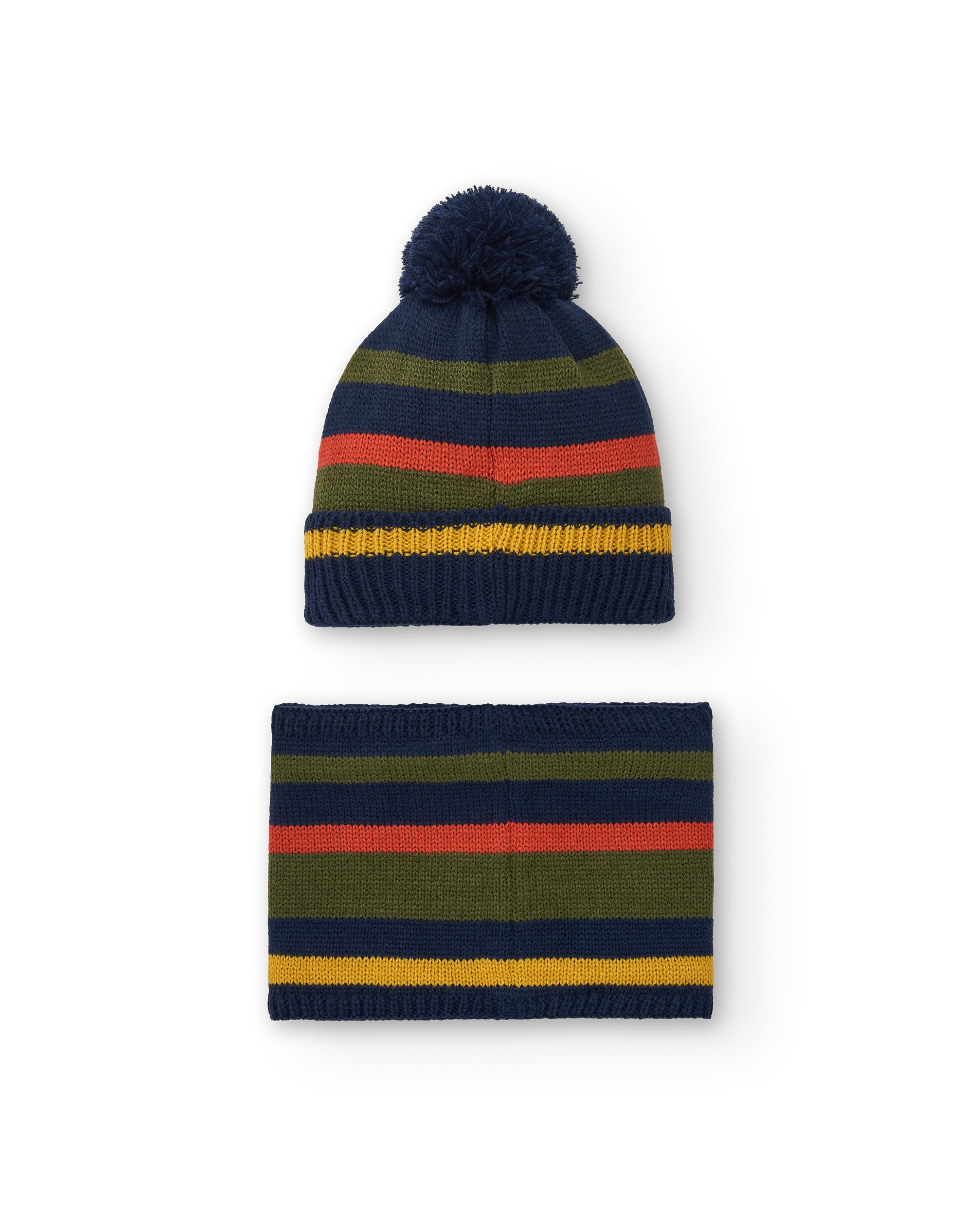 Set de gorro con pompón y bandana a rayas para niño de la