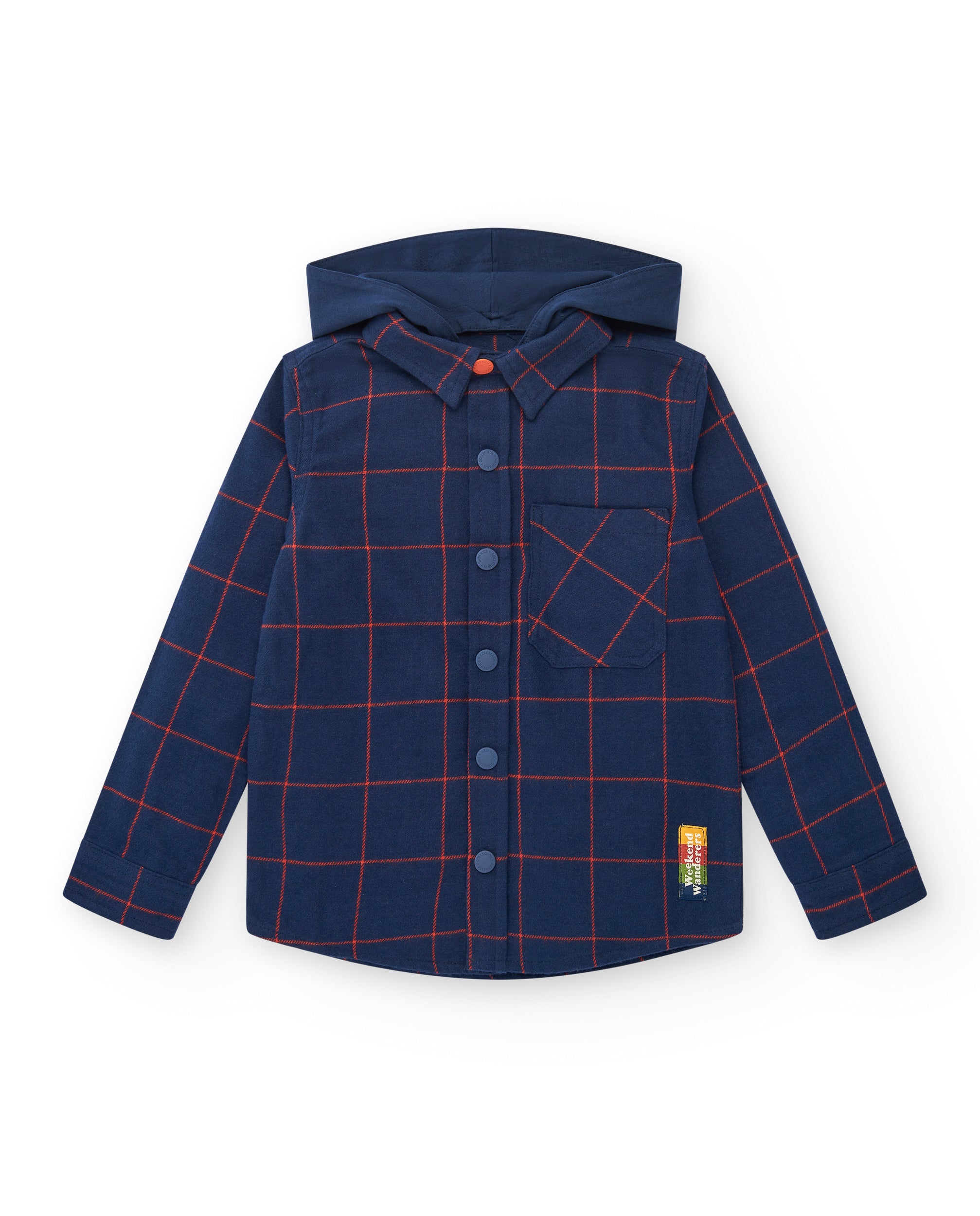 Camisa de franela con capucha y diseño a cuadros para niño de