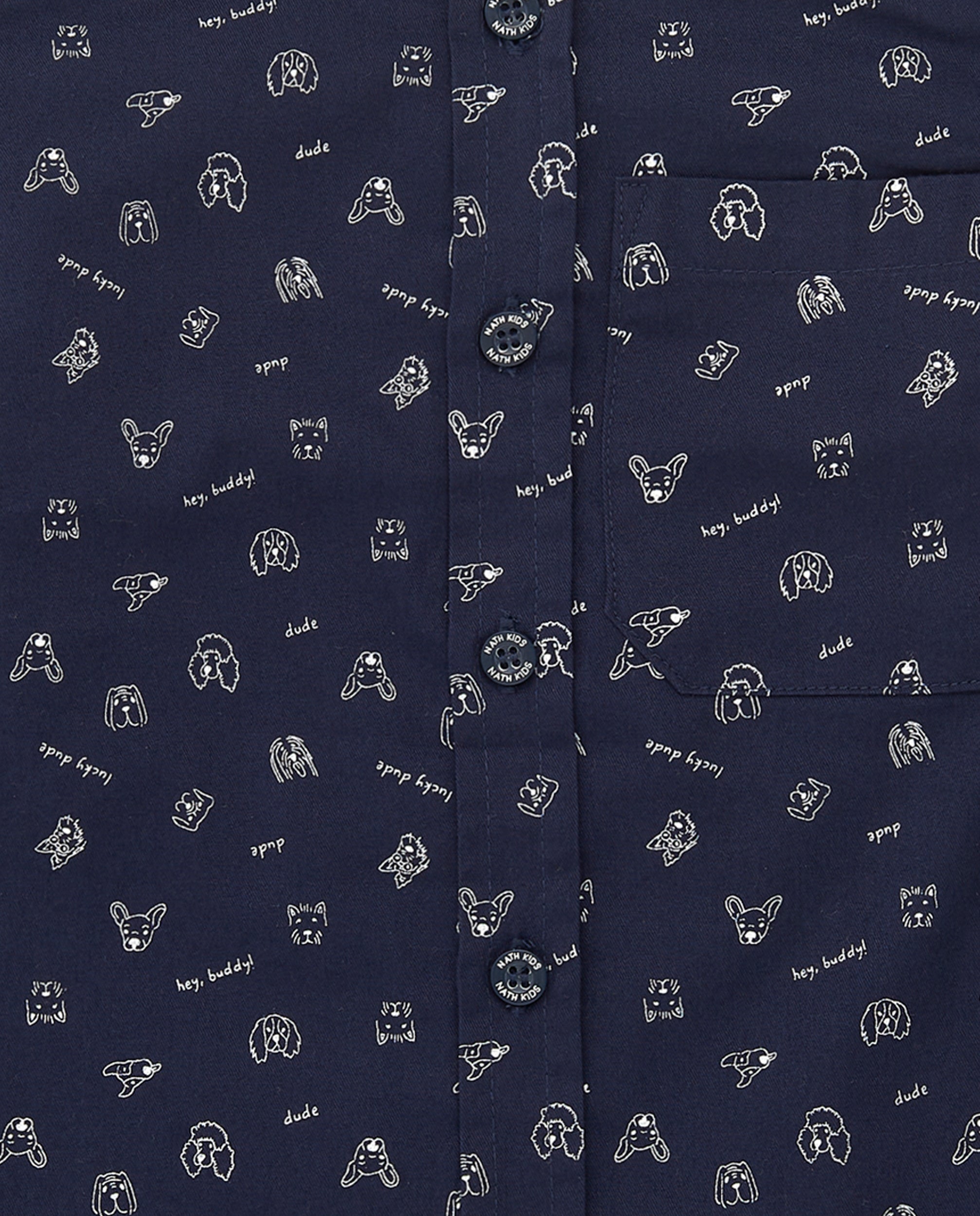 Camisa azul marino con estampado de iconos para niño colección