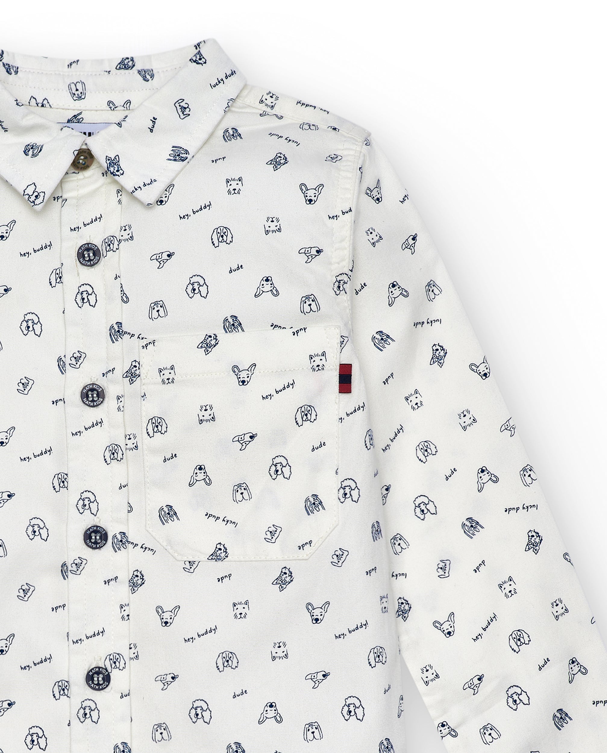 Camisa blanca con estampado de iconos para niño colección Pet