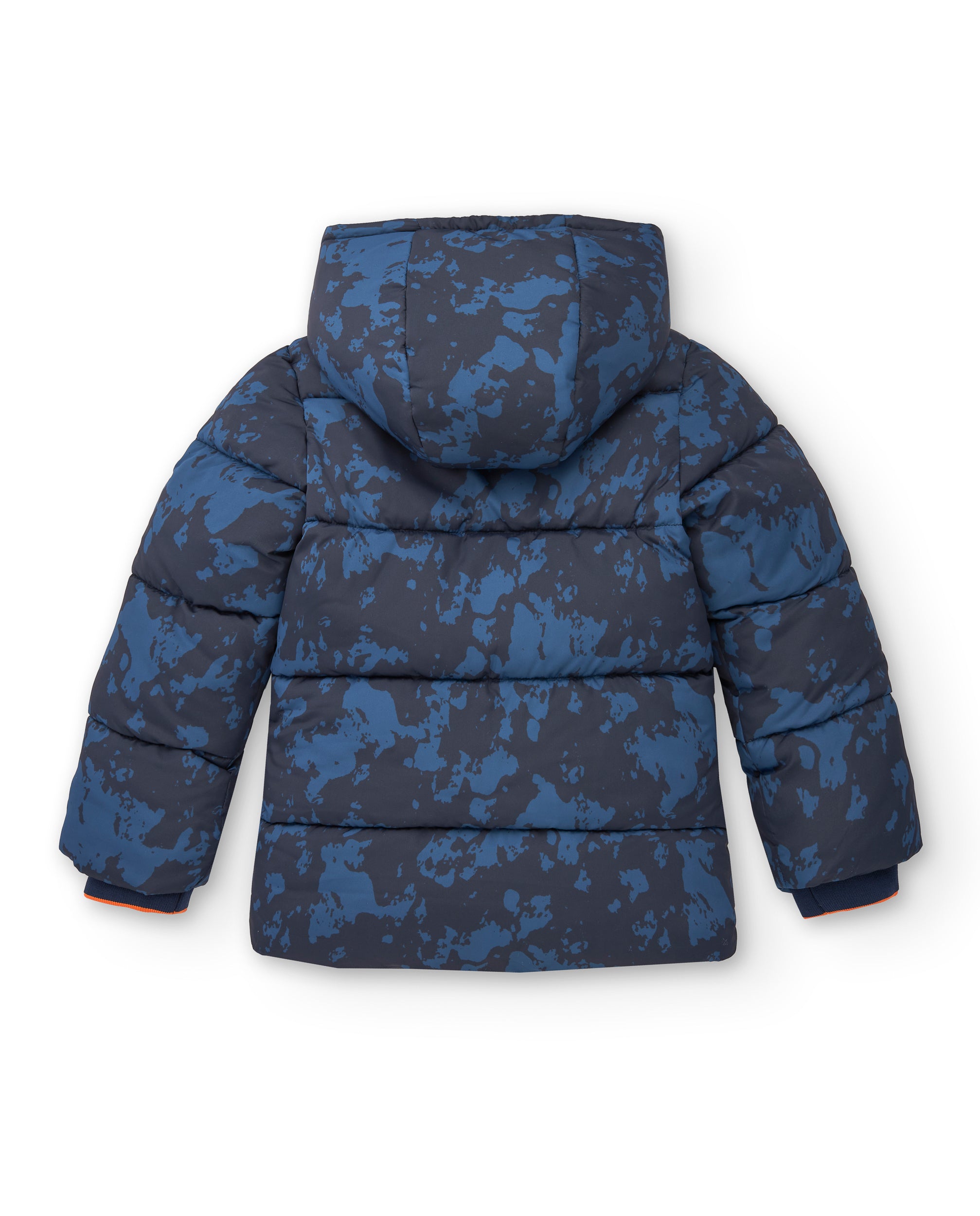 Abrigo acolchado con estampado camuflaje azul para niño