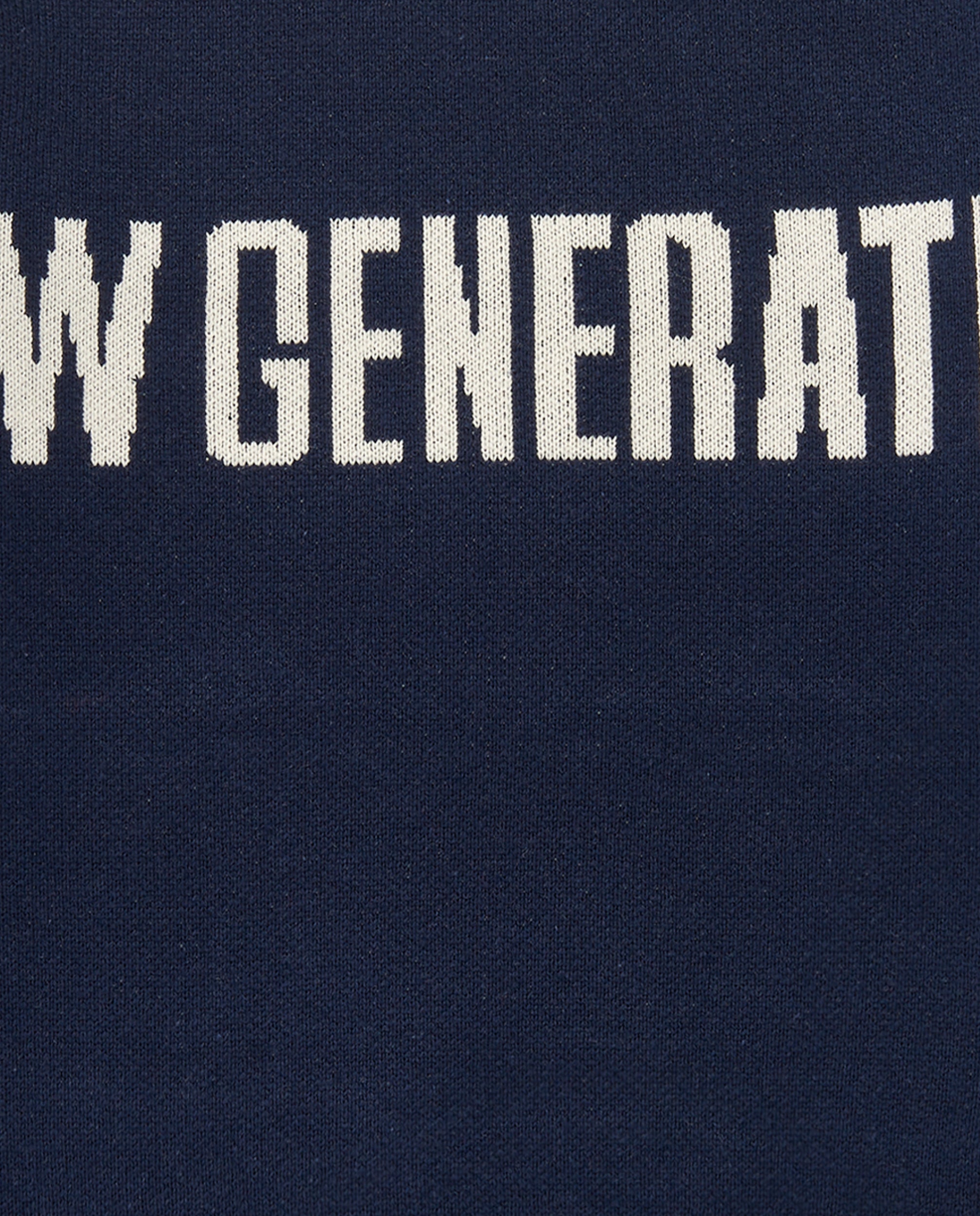 Jersey azul marino con texto "New Generation" para niño