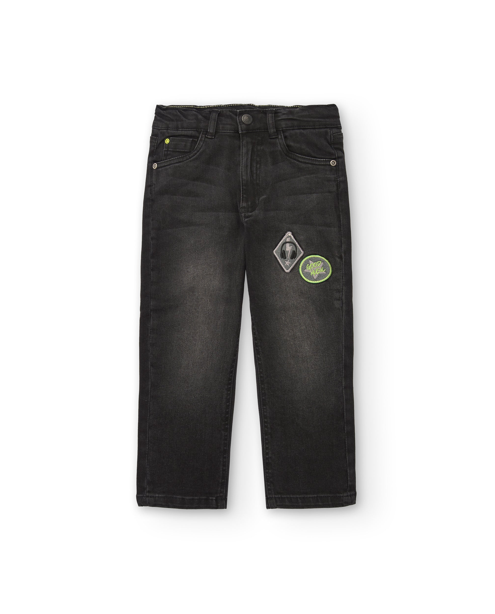 Pantalones vaqueros negros con parches decorativos para niño de