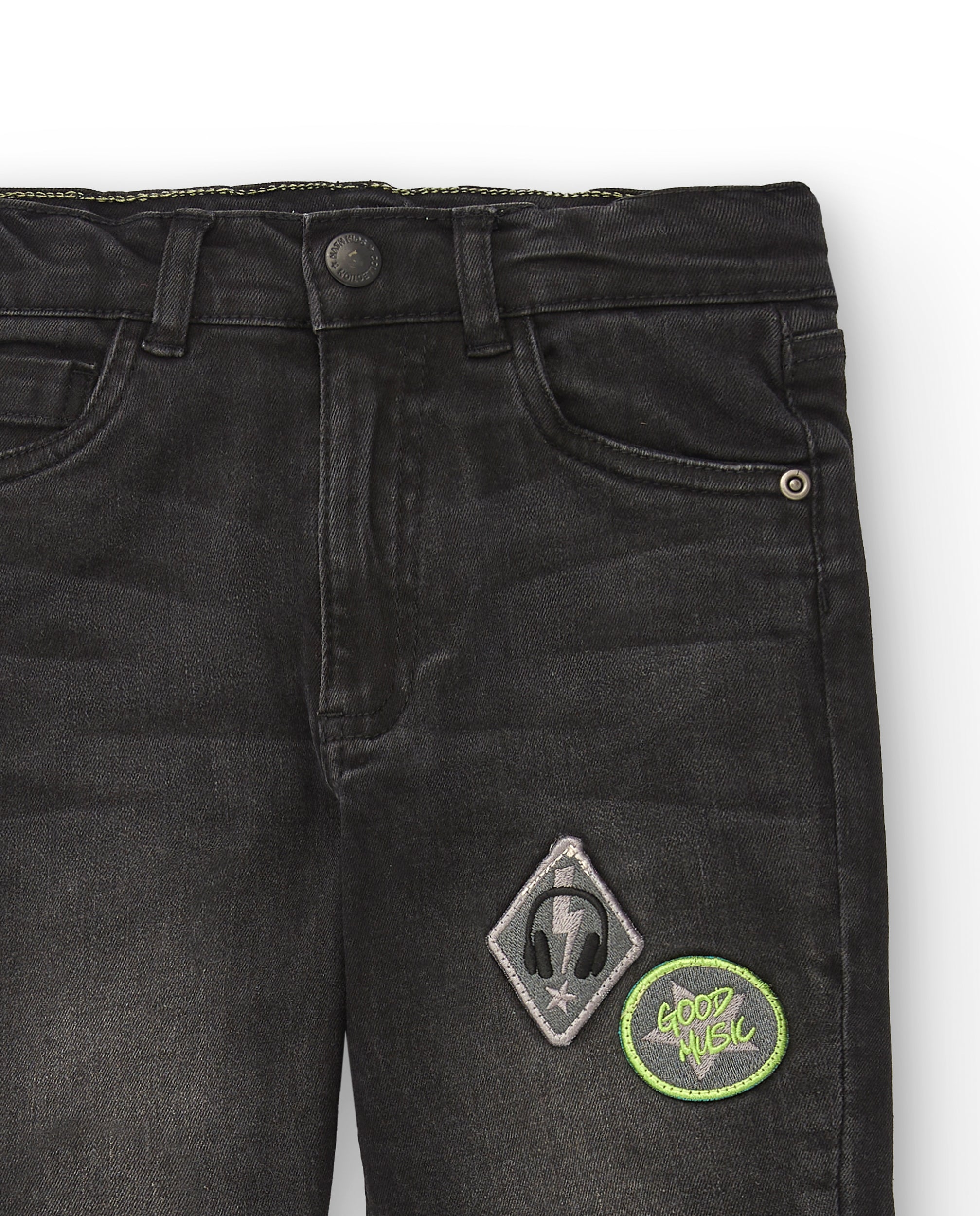 Pantalones vaqueros negros con parches decorativos para niño de