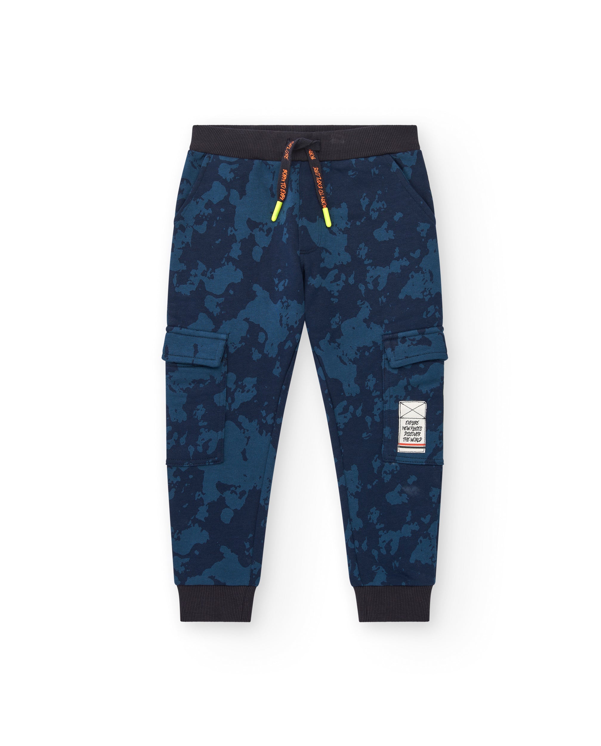 Pantalones cargo con estampado camuflaje azul para niño