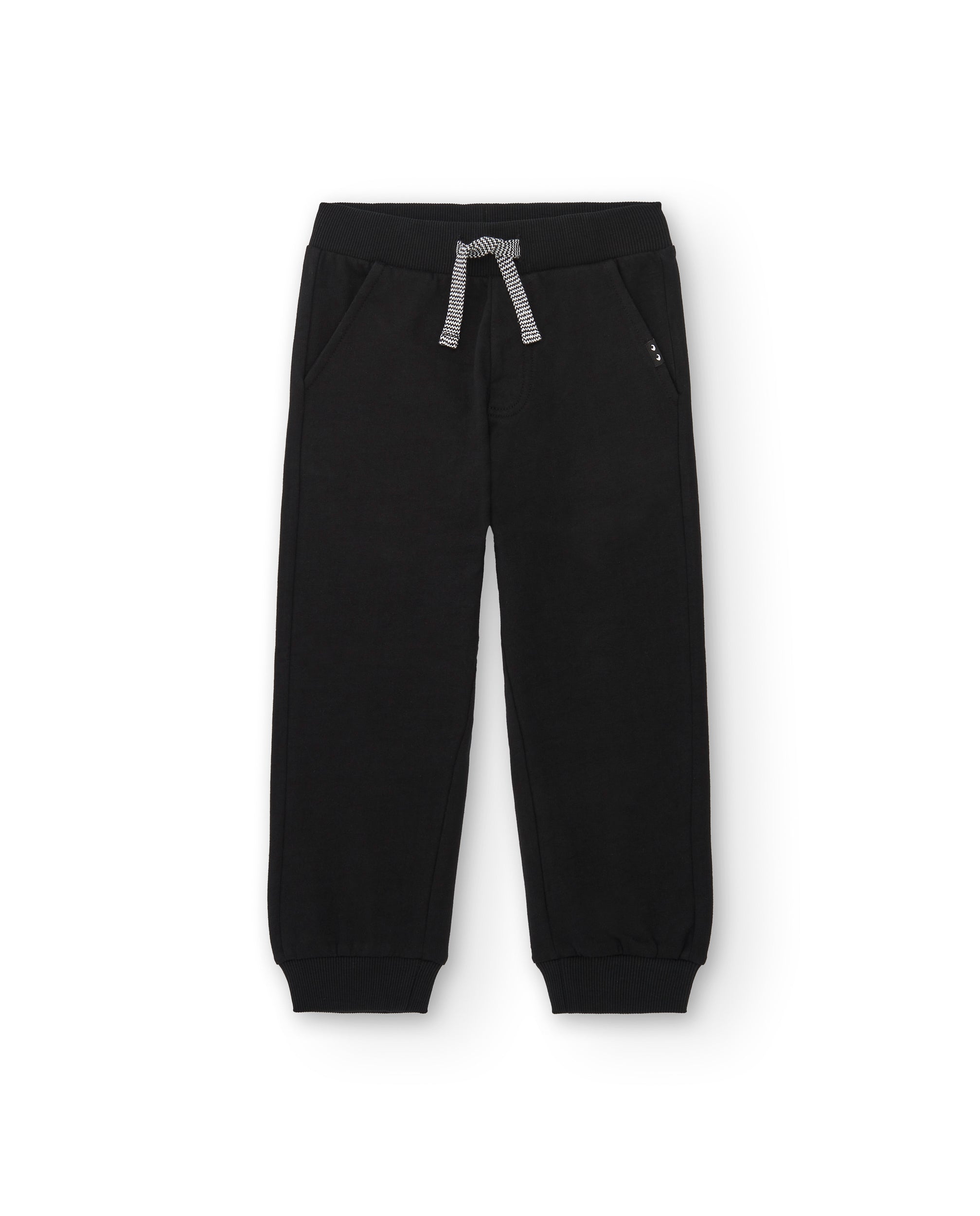 Pantalón jogger niño en negro con cordón bicolor ajustable