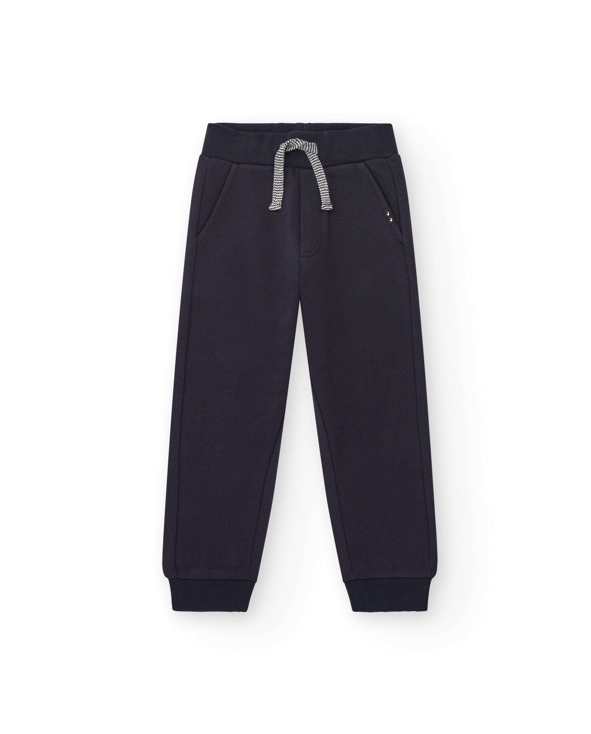 Pantalón jogger niño en azul marino con cordón bicolor