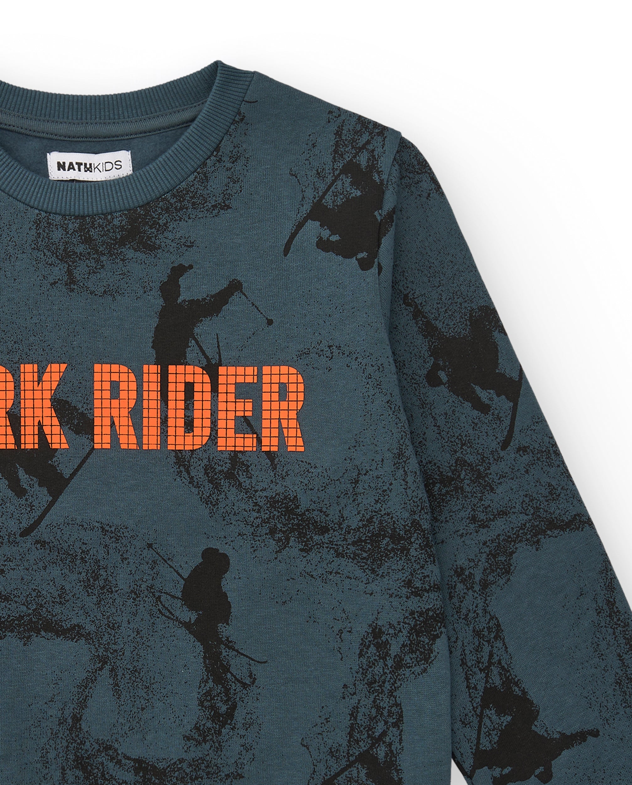 Sudadera estampada en azul oscuro para niño de la colección