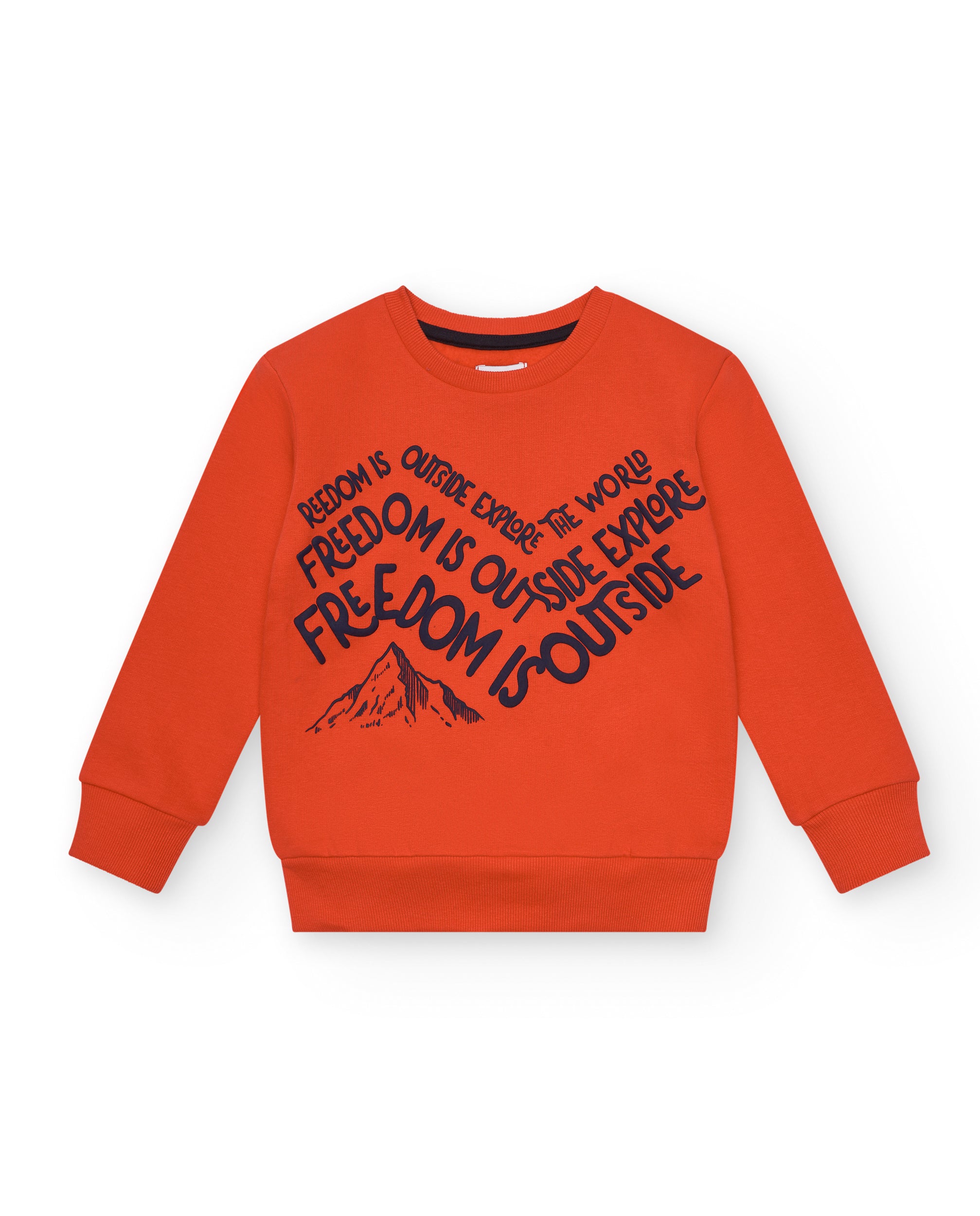 Sudadera naranja con estampado de texto para niño colección