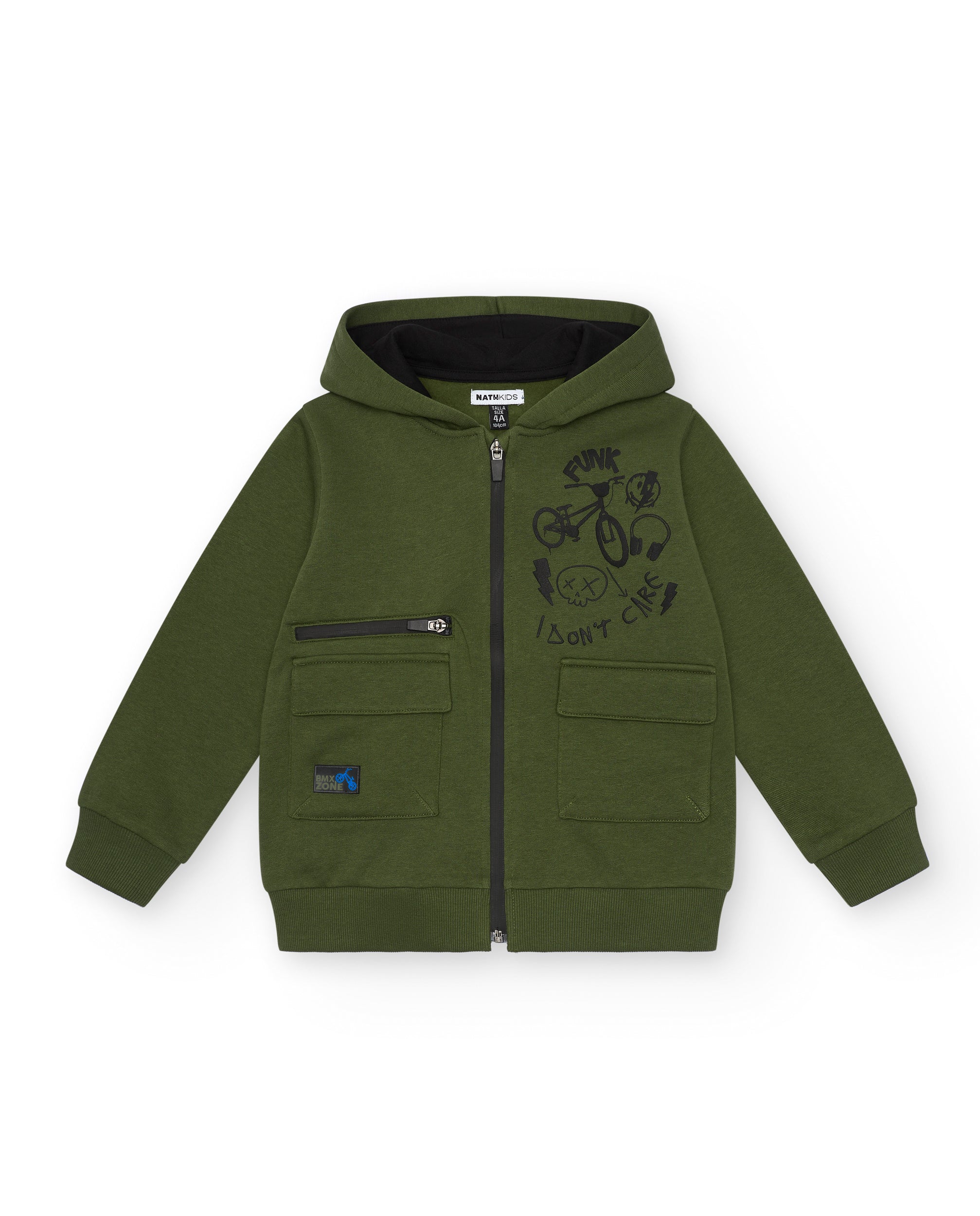 Sudadera verde con capucha y estampado gráfico para niño de la