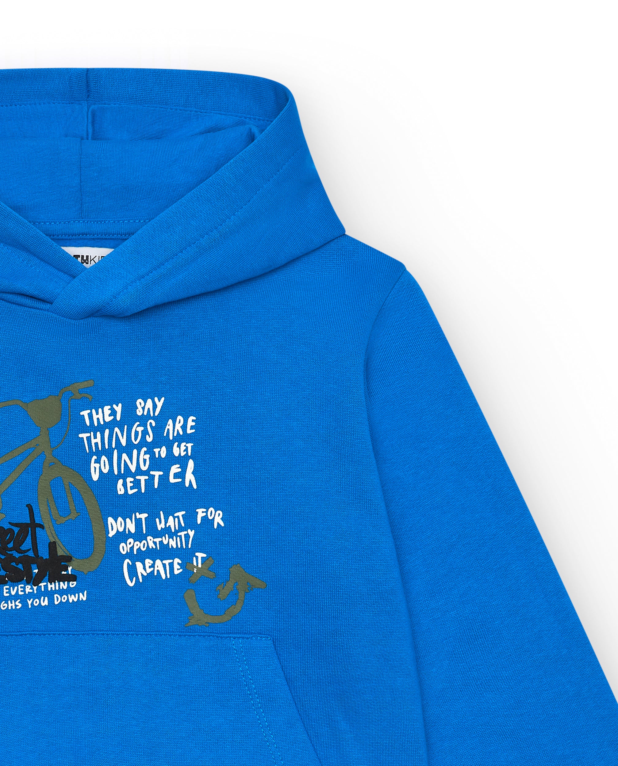 Sudadera azul con estampado gráfico para niño de la colección