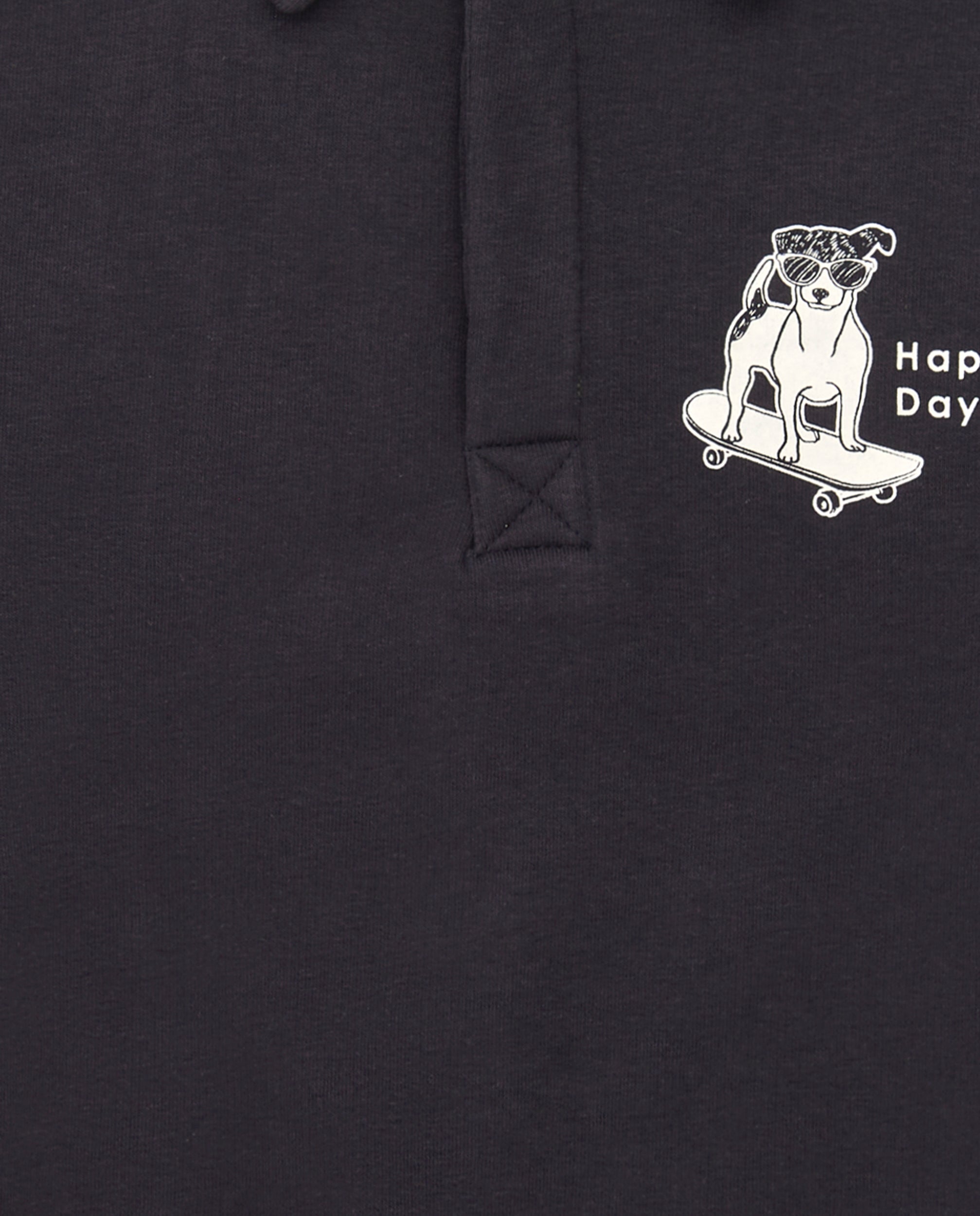 Polo negro de manga larga con estampado "Happy Days" para niño