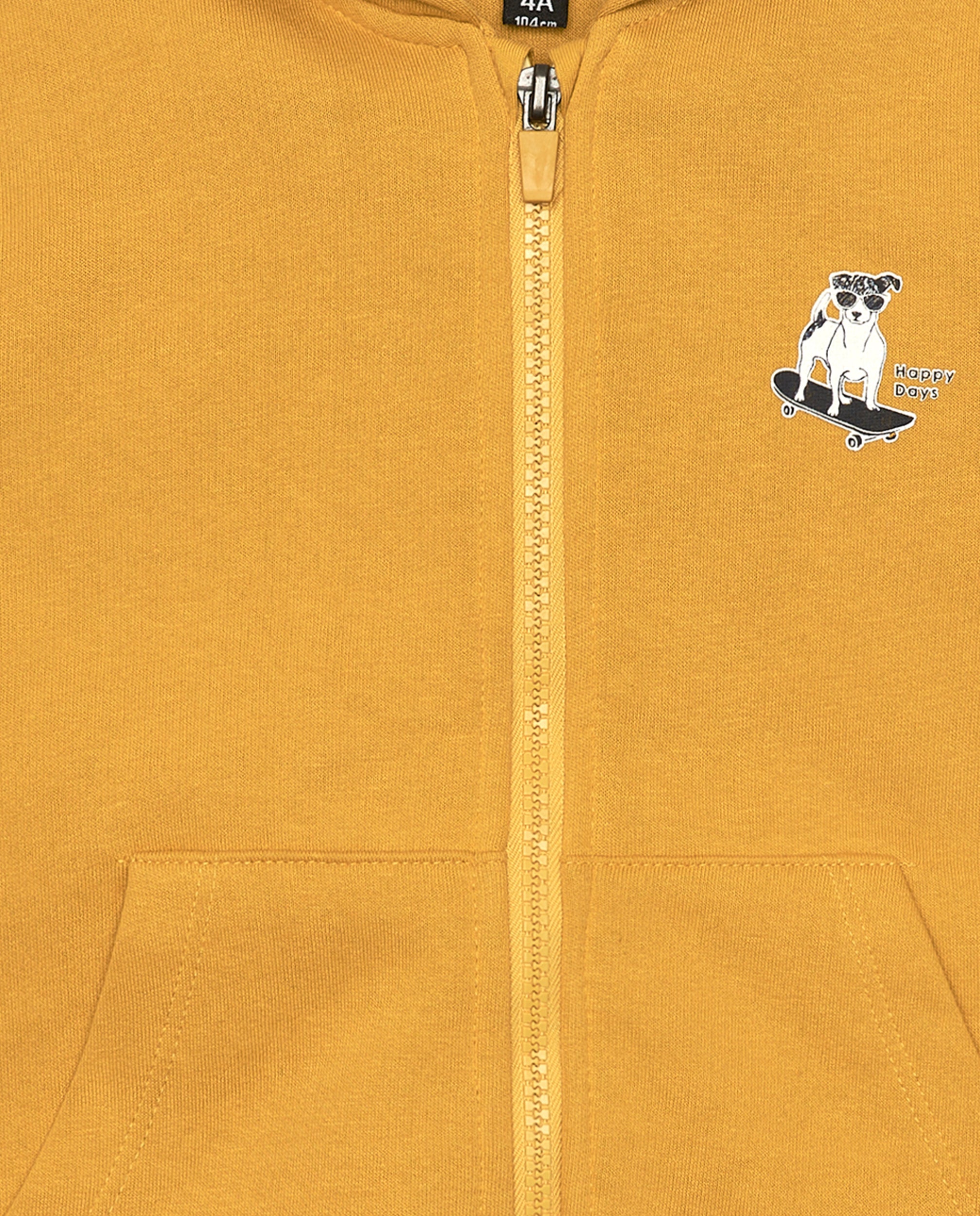 Sudadera amarilla con capucha y cremallera para niño colección