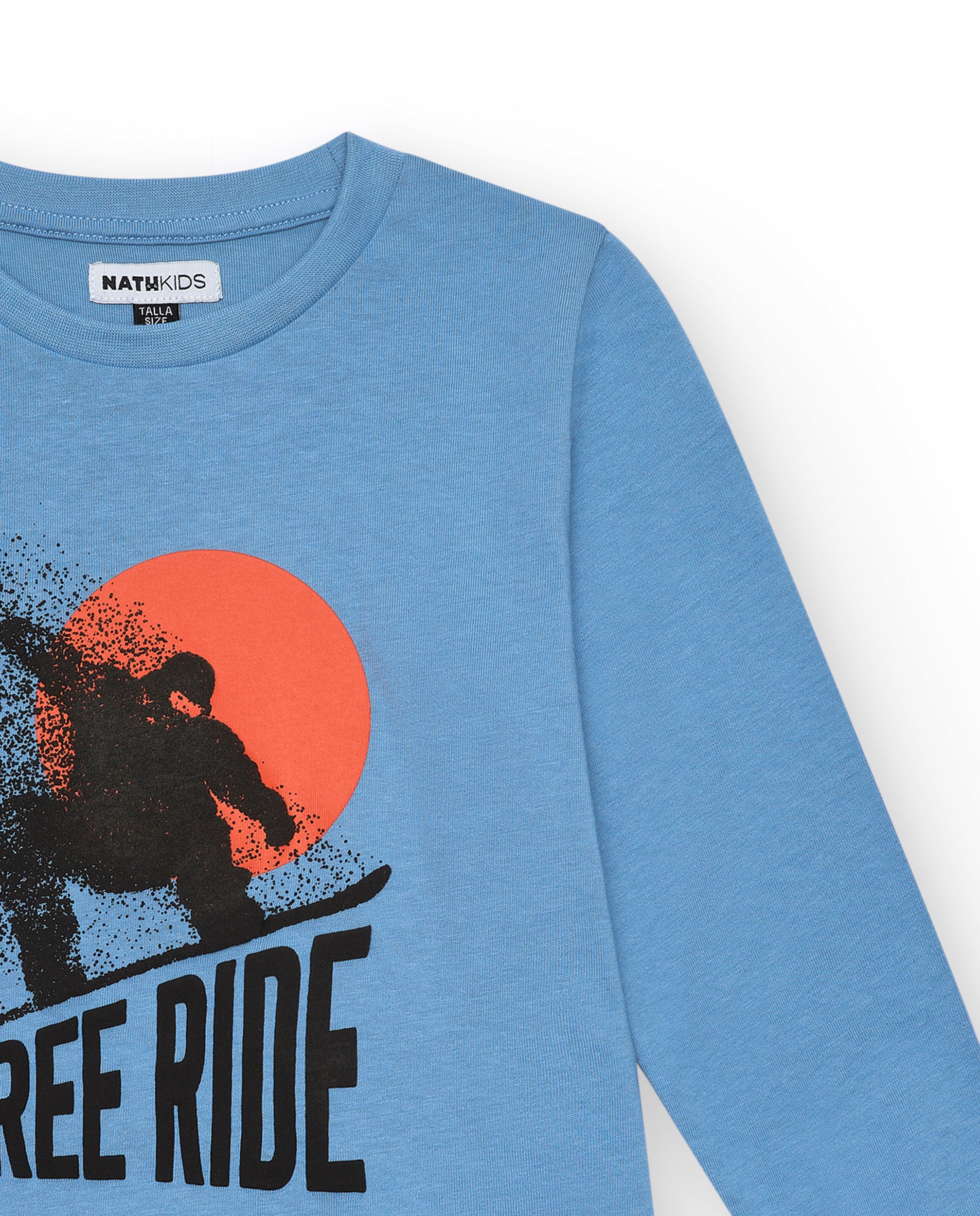 Camiseta azul con estampado "Free Ride" para niño de la