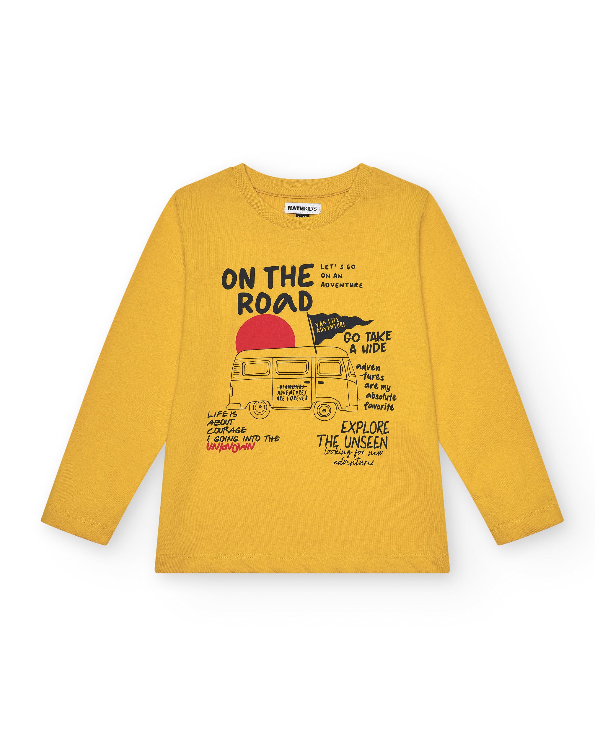 Camiseta amarilla con estampado de furgoneta para niño de la