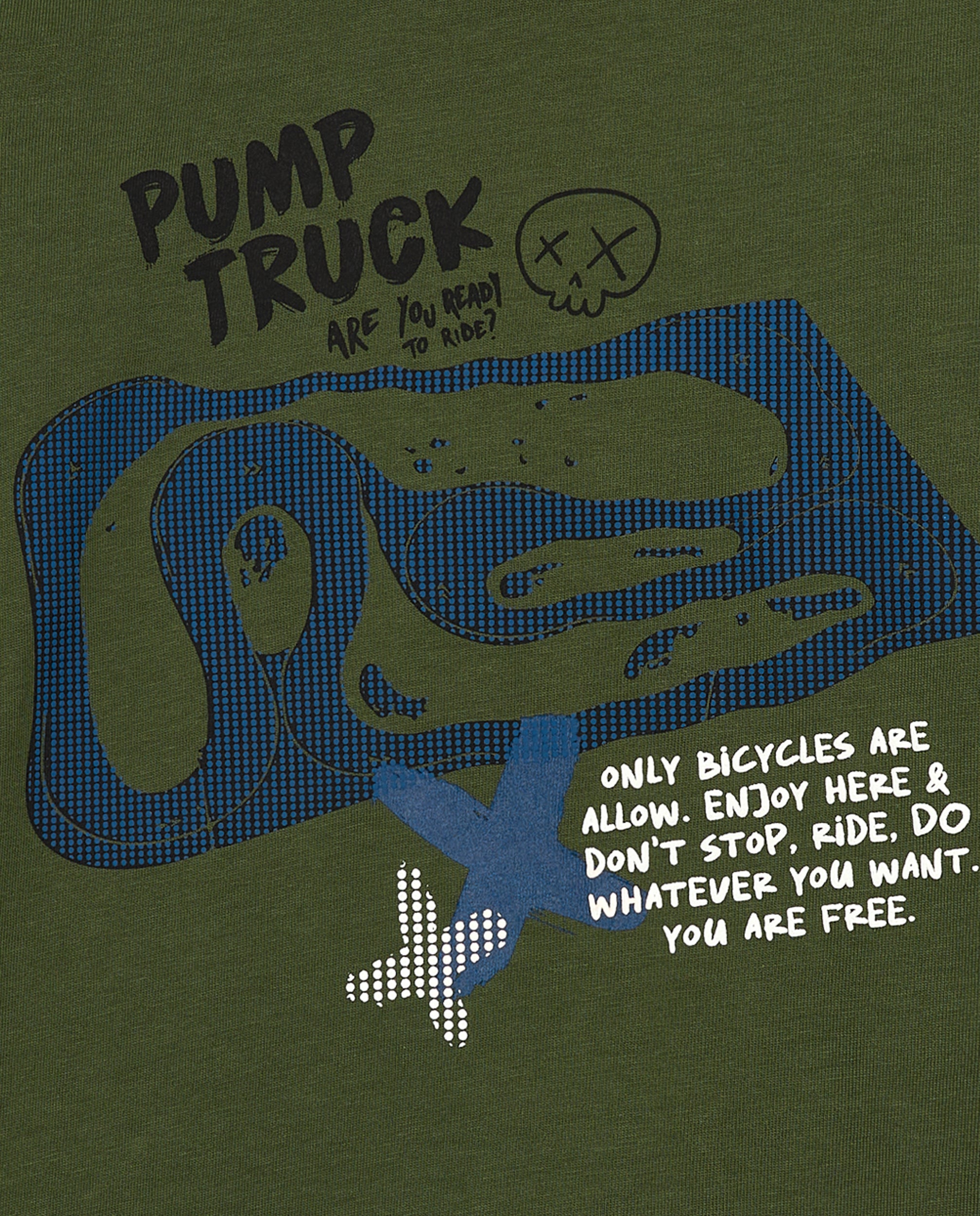 Camiseta verde de manga larga con estampado de Pump Track para