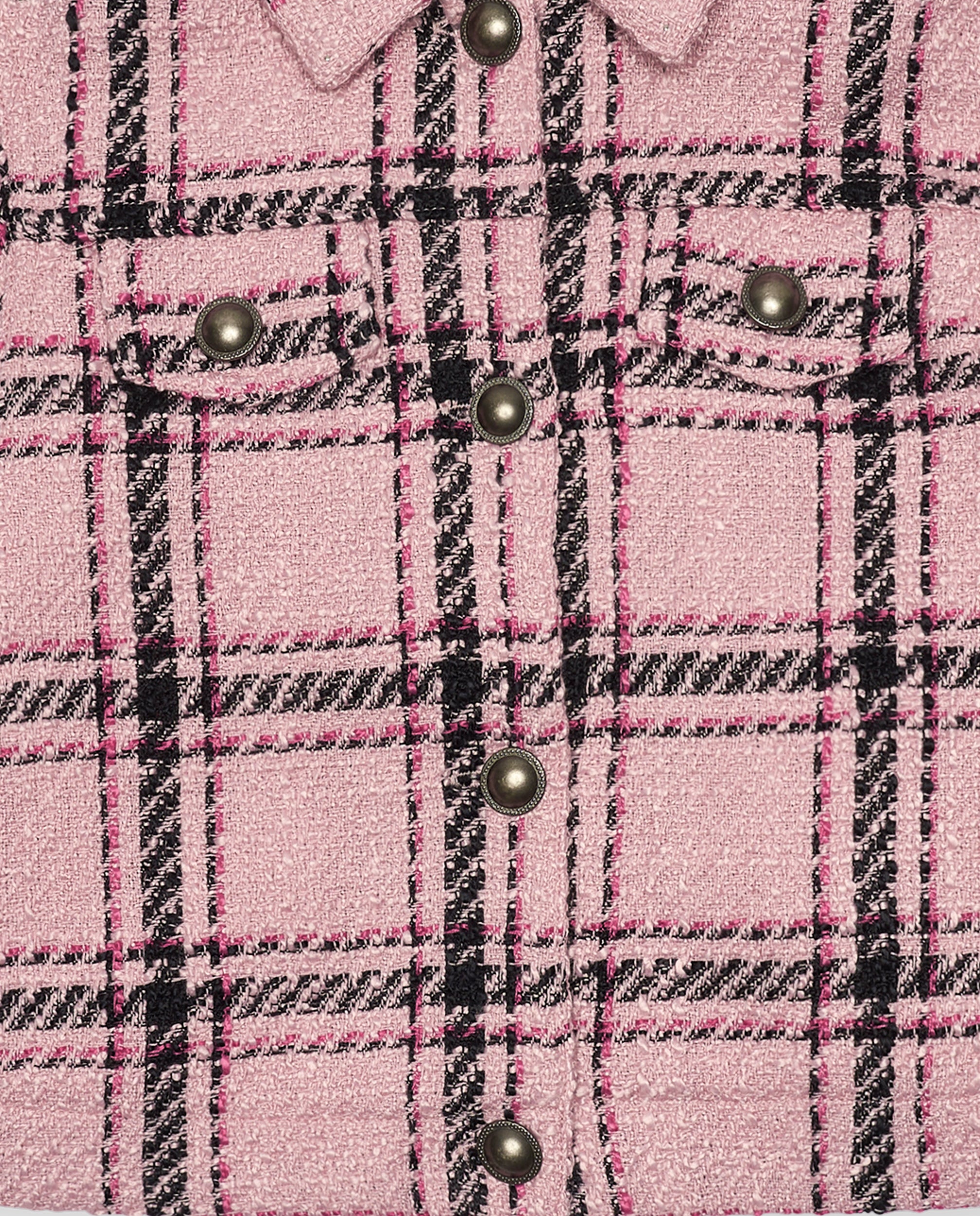 Chaqueta corta de cuadros en tonos rosa para niña de la