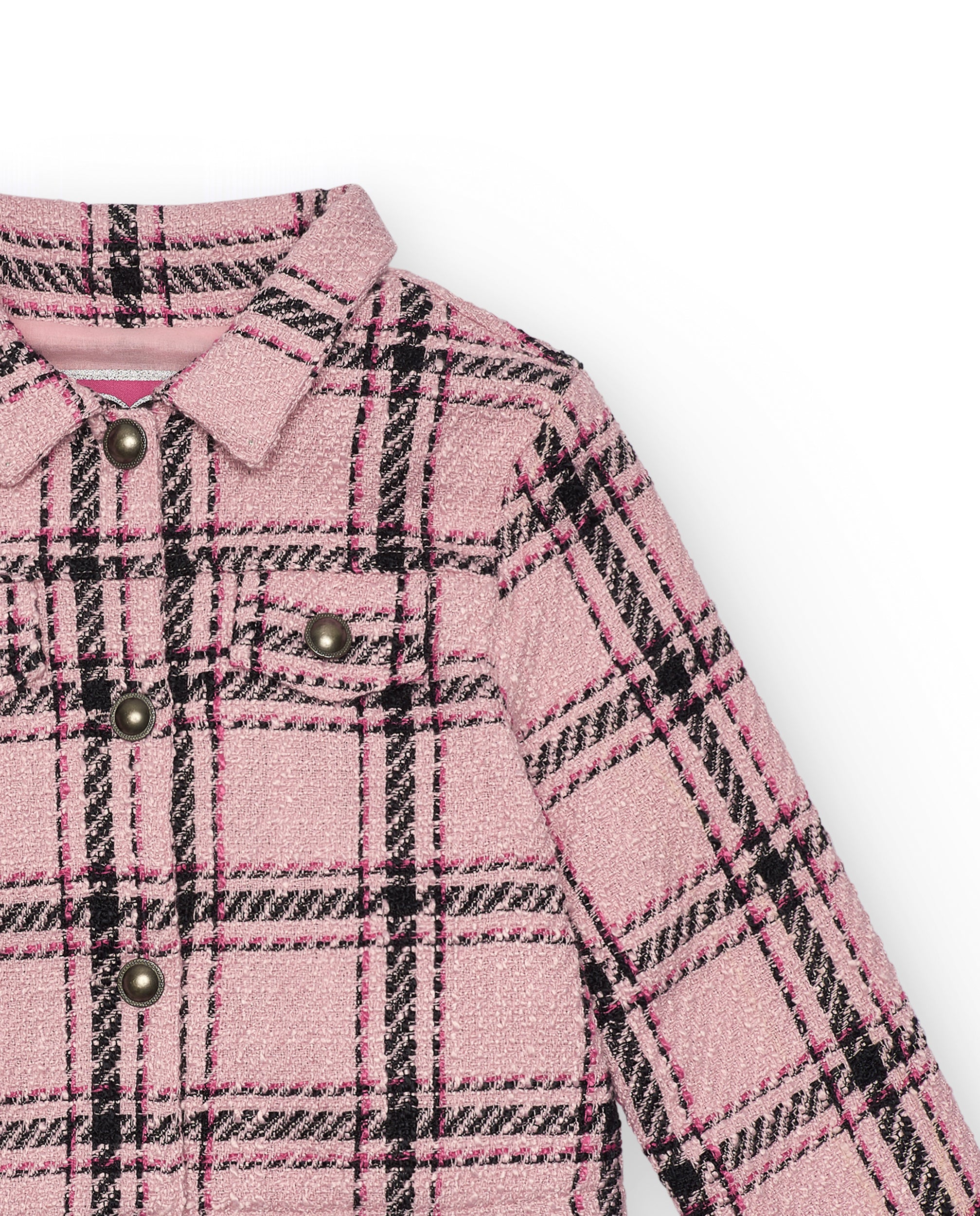 Chaqueta corta de cuadros en tonos rosa para niña de la