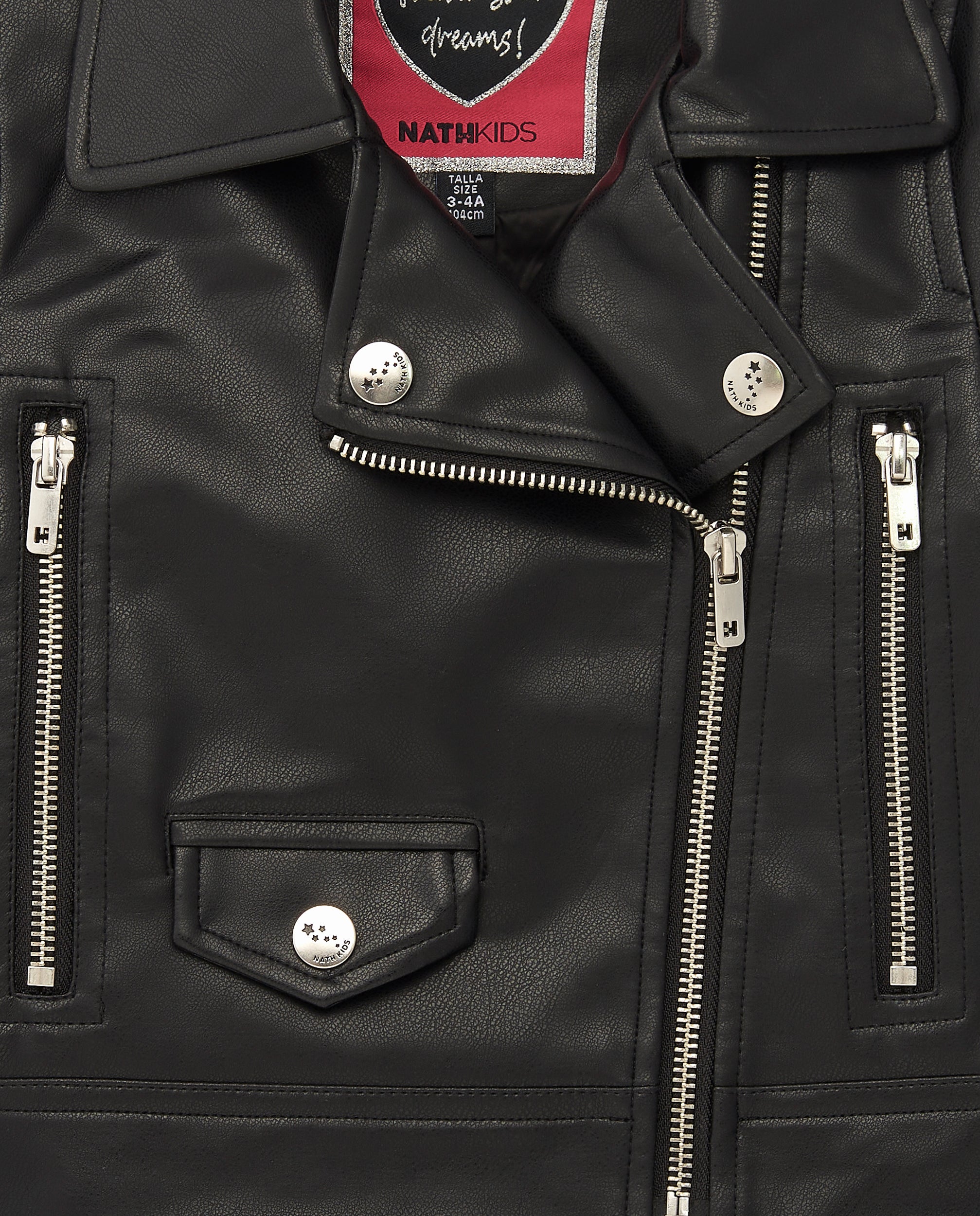 Chaqueta tipo biker en negro para niña de la colección Dive