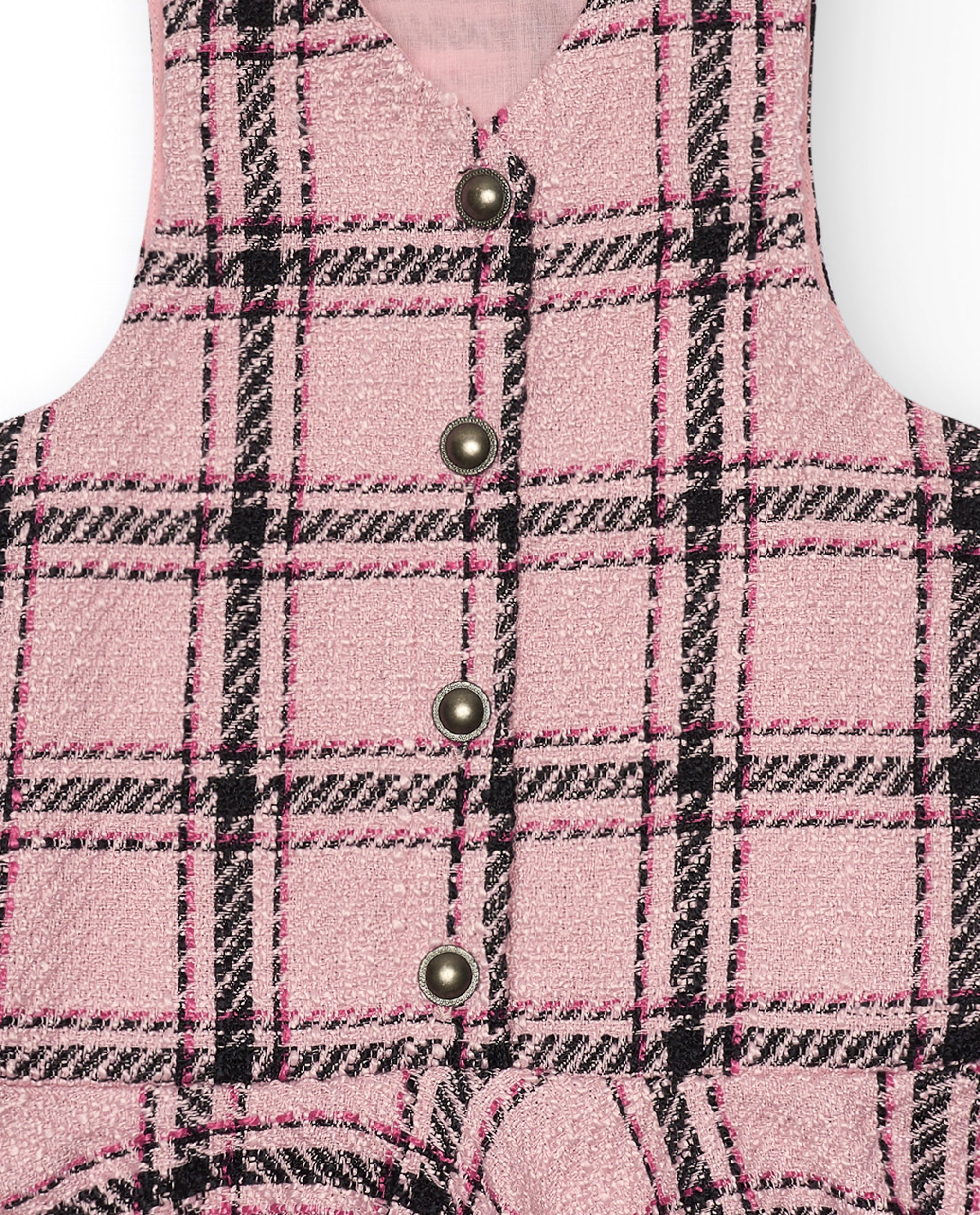 Vestido de cuadros en tonos rosa con volante para niña de la