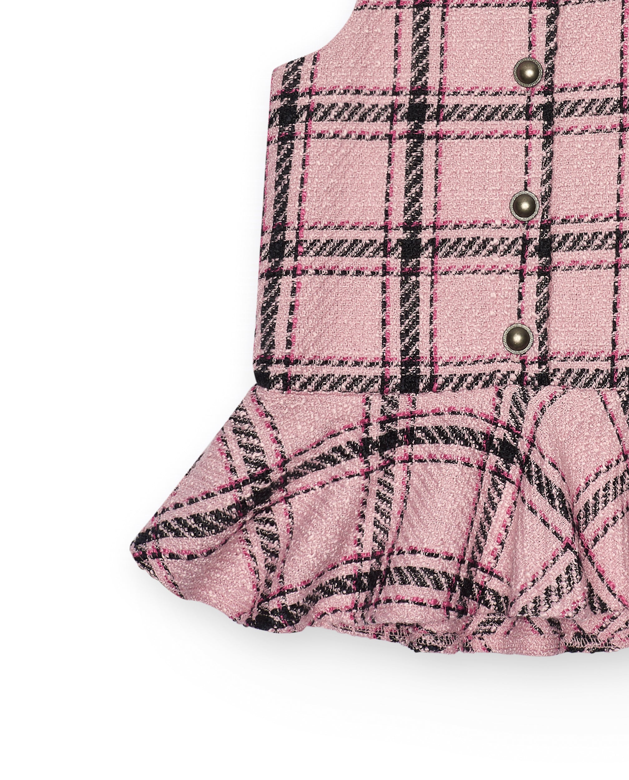 Vestido de cuadros en tonos rosa con volante para niña de la